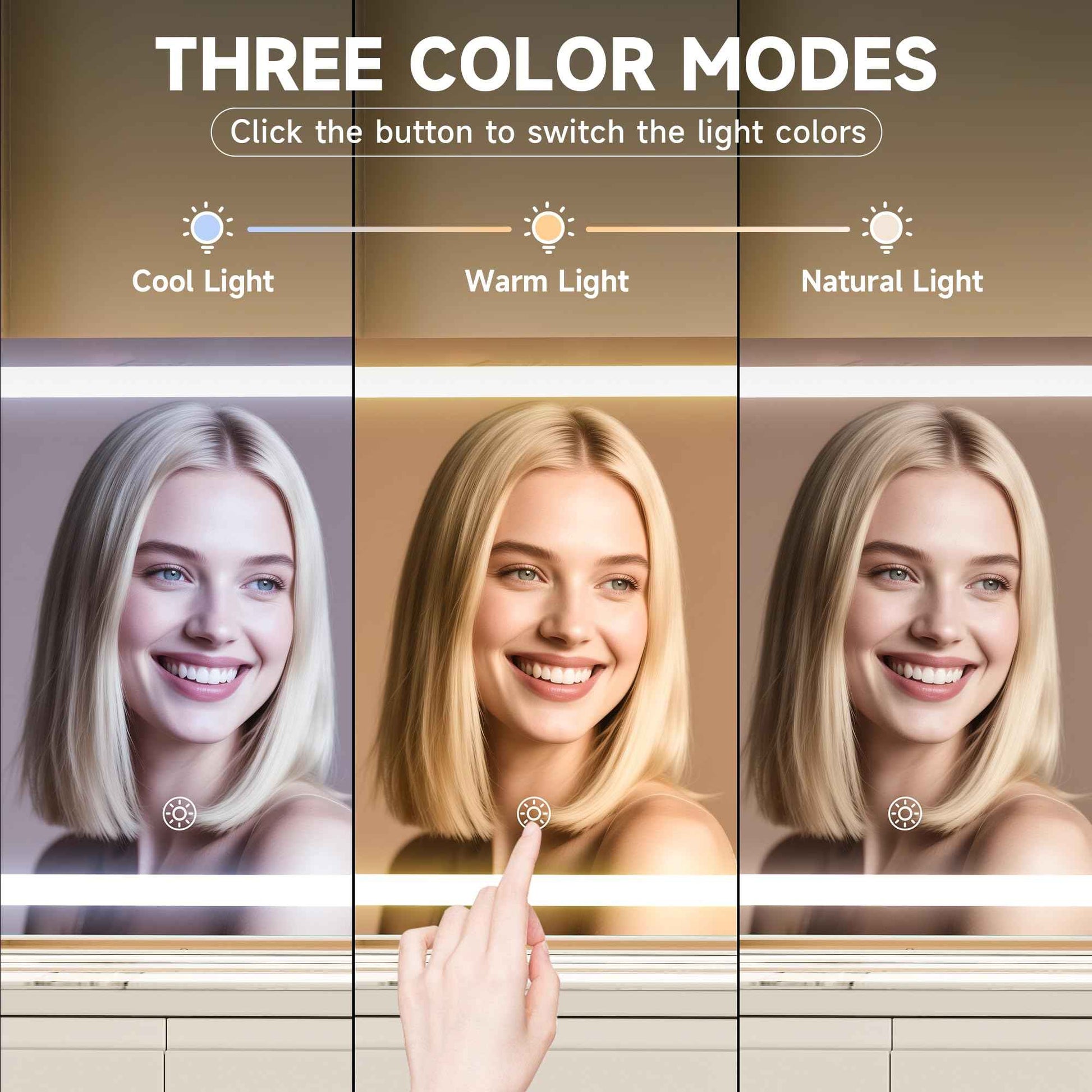 MINISO Vanity Mirror with Lights-15" x 11.4" LED Makeup Mirror, 3 Color Modes Touch Control and Brightness Adjustment Lighting Mirror, 10X Magnifying Glass, 360° Rotation