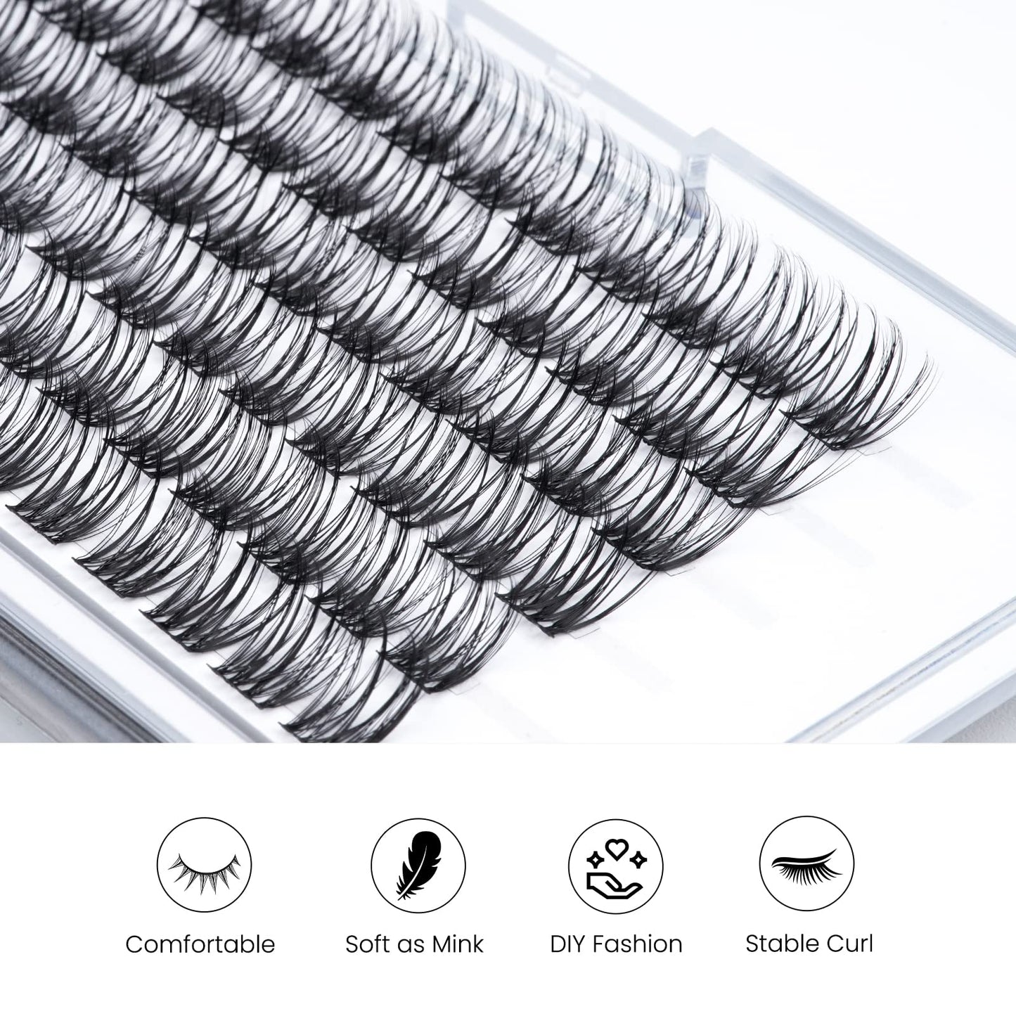 LANKIZ Lash Clusters,72pcs DIY Lash Extensions,10mm Superfine Band Individual Lashes, Soft & Natural Cluster Eyelash Extensions,DIY Eyelash Extension at Home