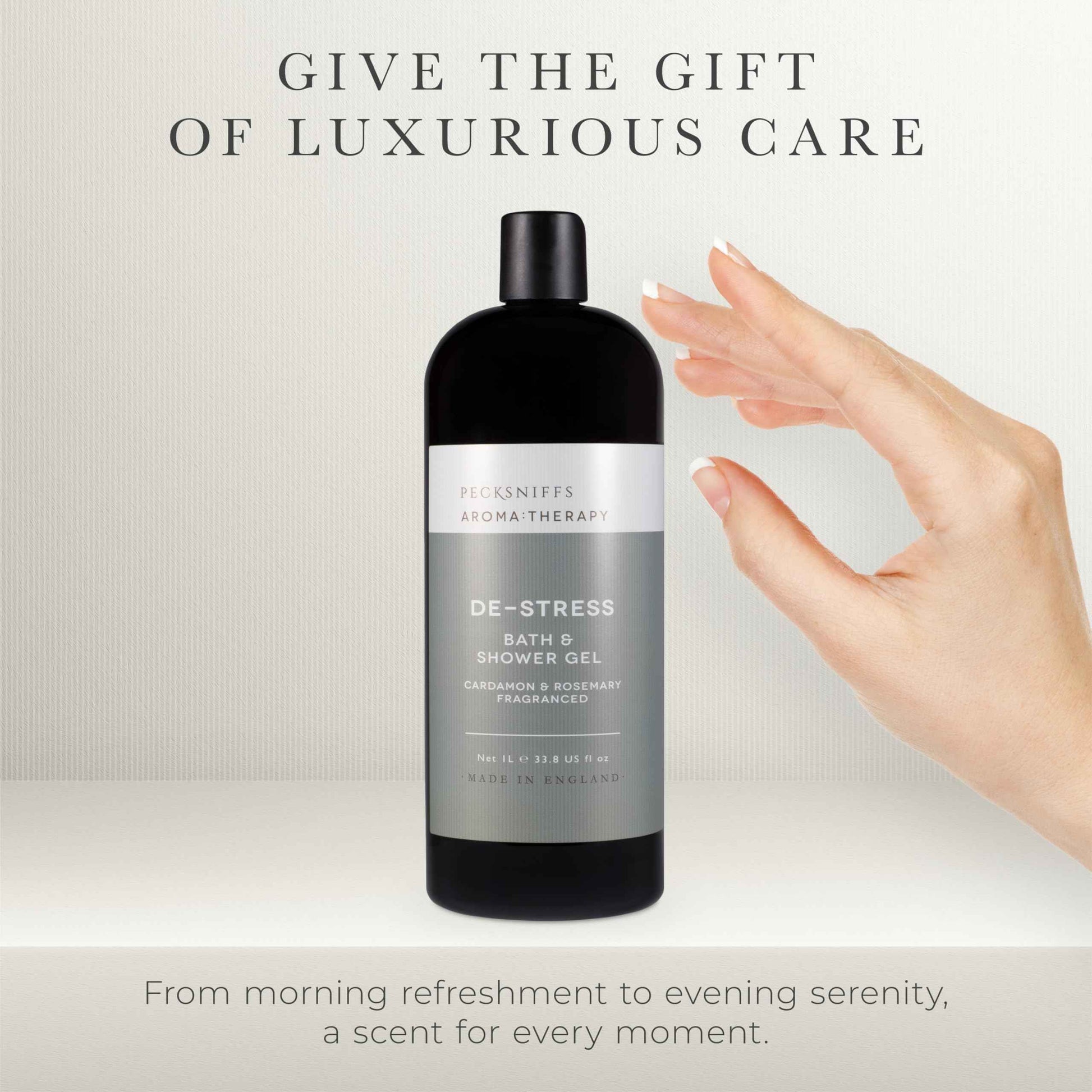 Pecksniff's Aroma:Therapy De-Stress Shower Gel – Luxurious Moisturizing Bath & Body Cleanser, 1000 ml/33.8 fl oz Bottle