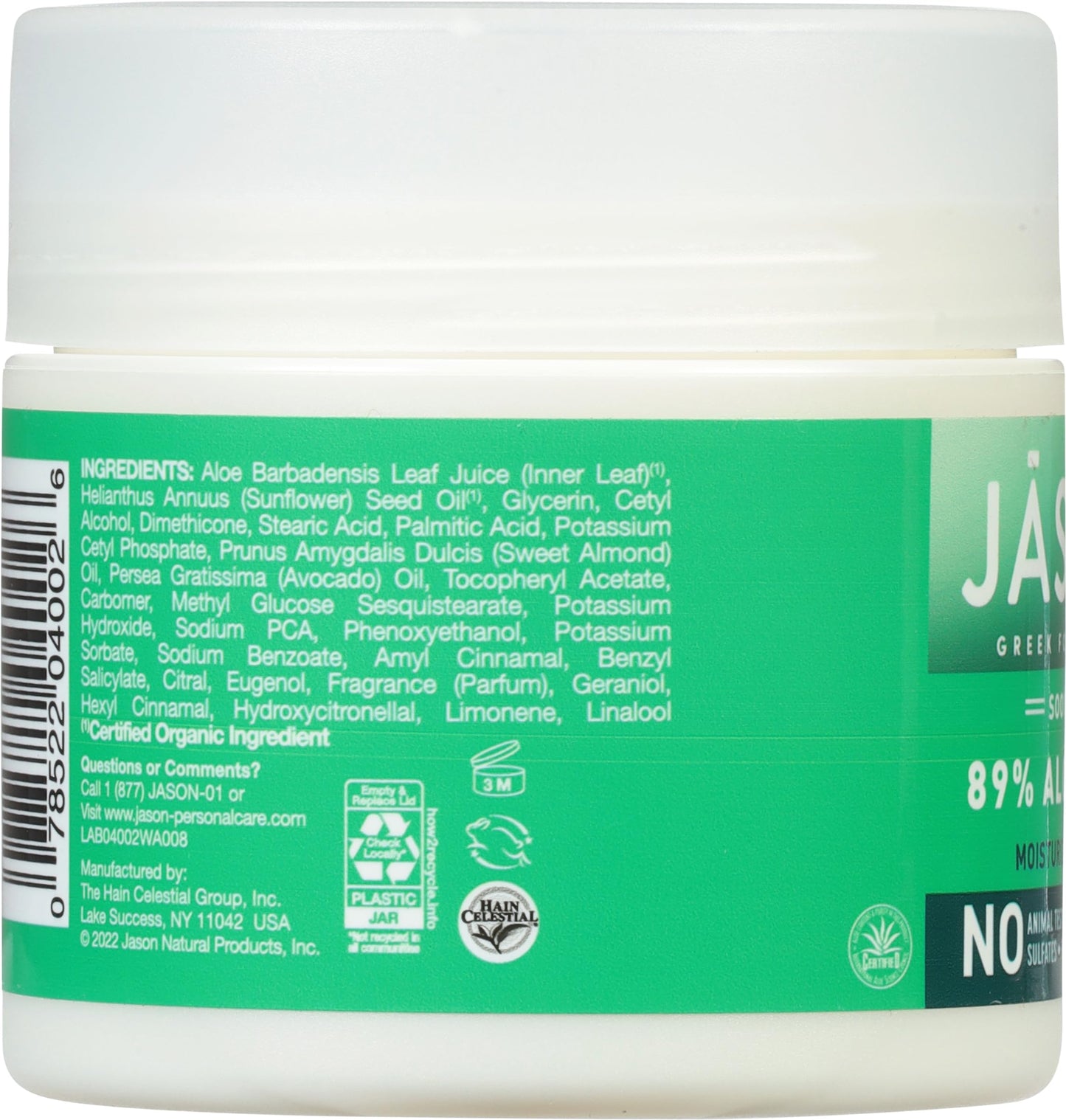 Jason Soothing 89% Aloe Vera Moisturizing Creme 4 oz