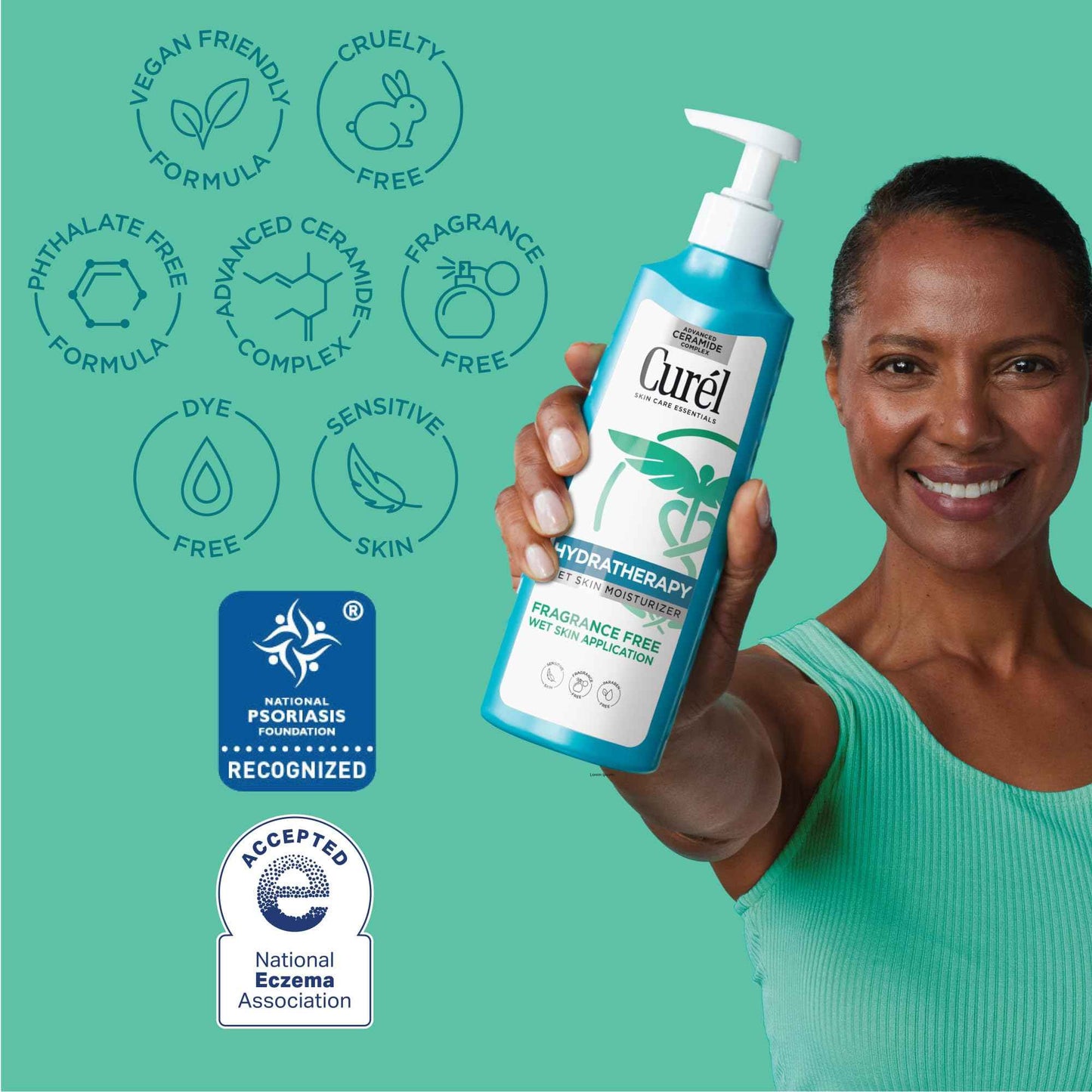 Curel Hydra Therapy In Shower Lotion, Wet Skin Moisturizer for Dry or Extra-dry Skin, with Advanced Ceramide Complex, 12 Oz, Pack of 2