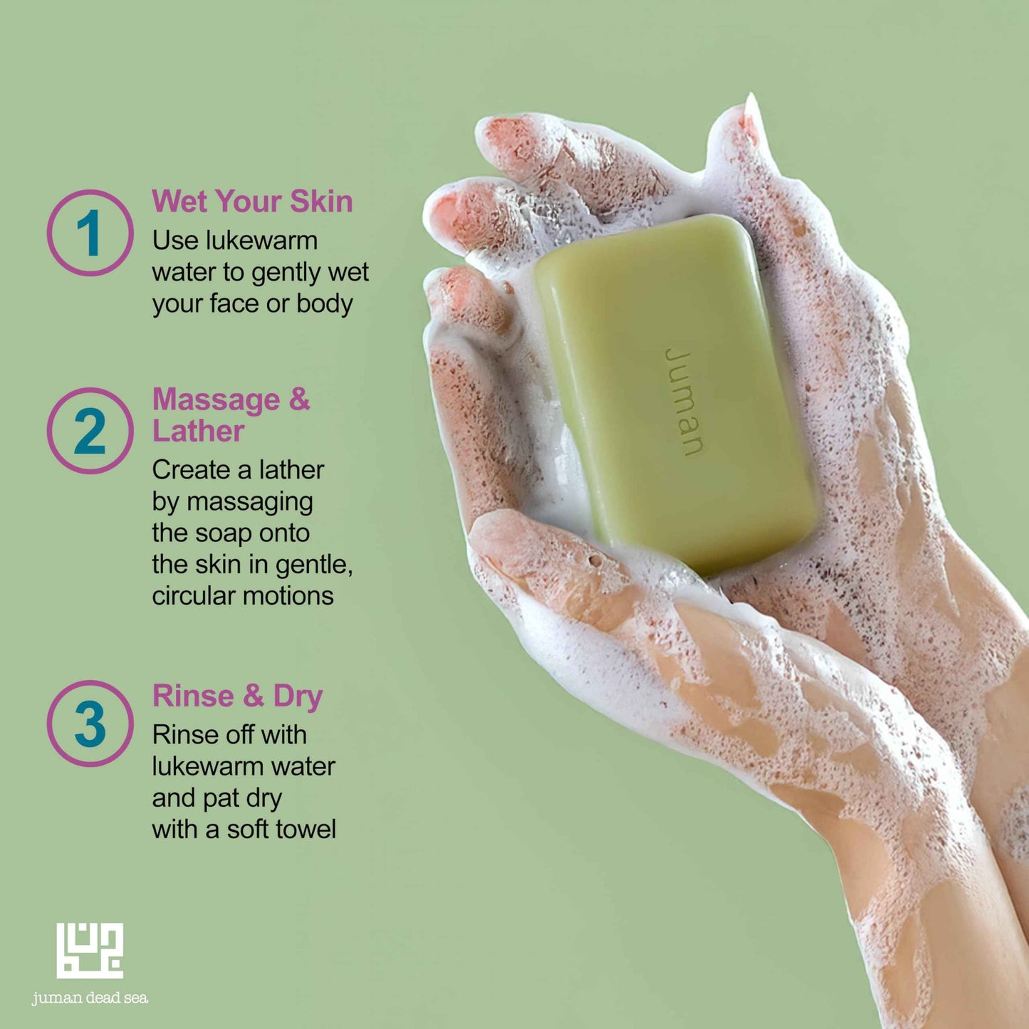 JUMAN Dead Sea Minerals Olive Oil Soap | Rich in Vitamin E | For Psoriasis, Eczema & Redness| Soap Bar for Sensitive Dry Skin| 4oz (Pack of 4)