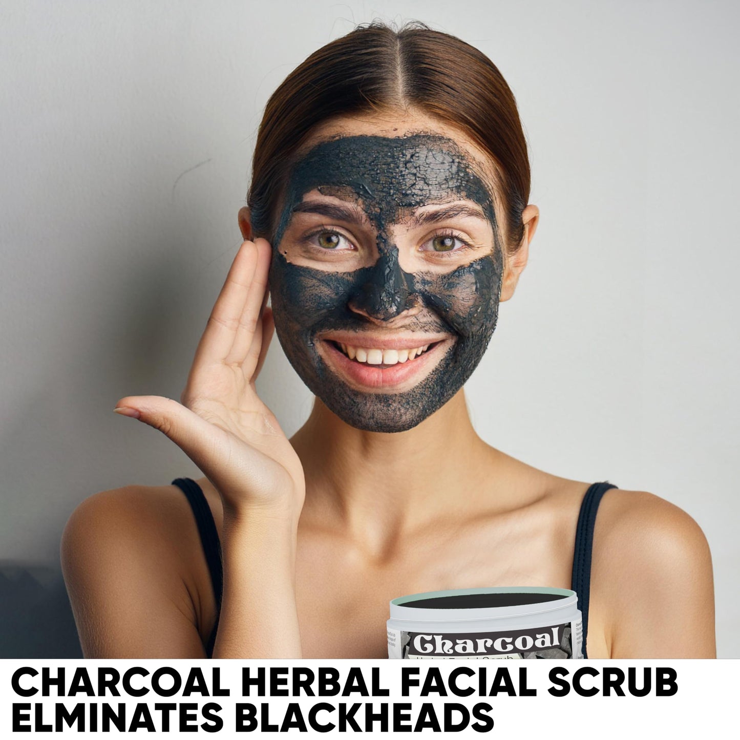 HERBOGANIC Charcoal Herbal Facial Scrub | Natural Body Scrub | Activated Charcoal Face Scrub for Women & Men | Exfoliant Scrub | Natural Facial Scrub | Equally Effective for Men and Women | 5.30 oz…