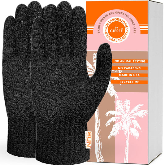 Sun Laboratories By Giesee Exfoliating Glove - Exfoliating Body Scrubber for Sun Tan Removal, Self Tanner Remover, and Fake Tan Eraser - Premium Tanning Mitt for Deep Exfoliation and Smooth Skin