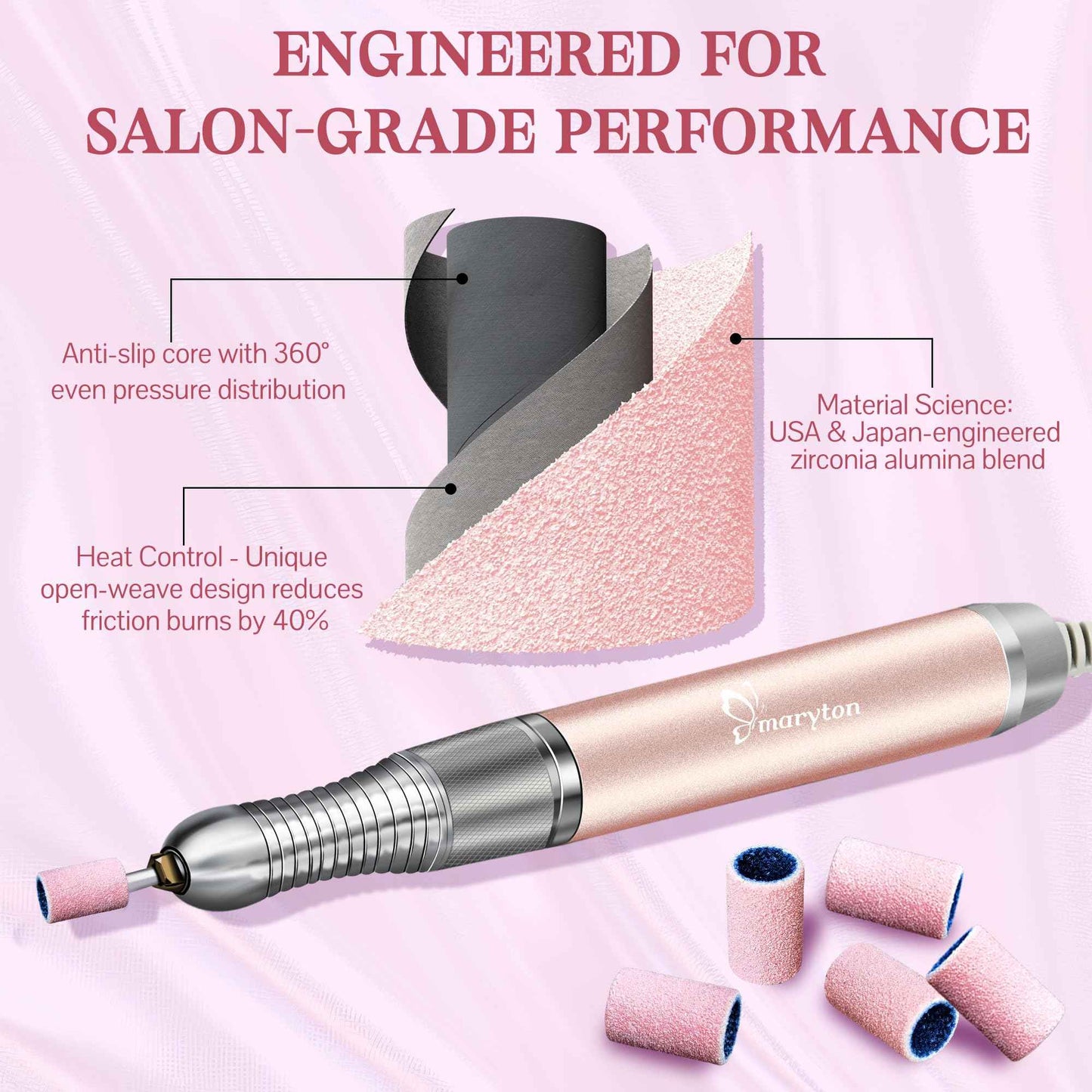 Maryton 500 Pcs Sanding Bands for Nail Drill, Medium Grit Nail Sanding Band Bulk for Professional Salons Manicure and Pedicure