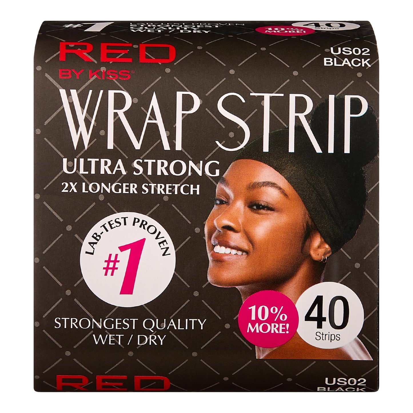 Red by Kiss Wrap Strip, Ultra Strong 2X Longer Stretch Wide Styling Wrap, 44 Strips, Wrap Strip for Natural Hair and Molded Styles, Suitable for Wet/Dry Hair, Black-3.5" (6 PACK)