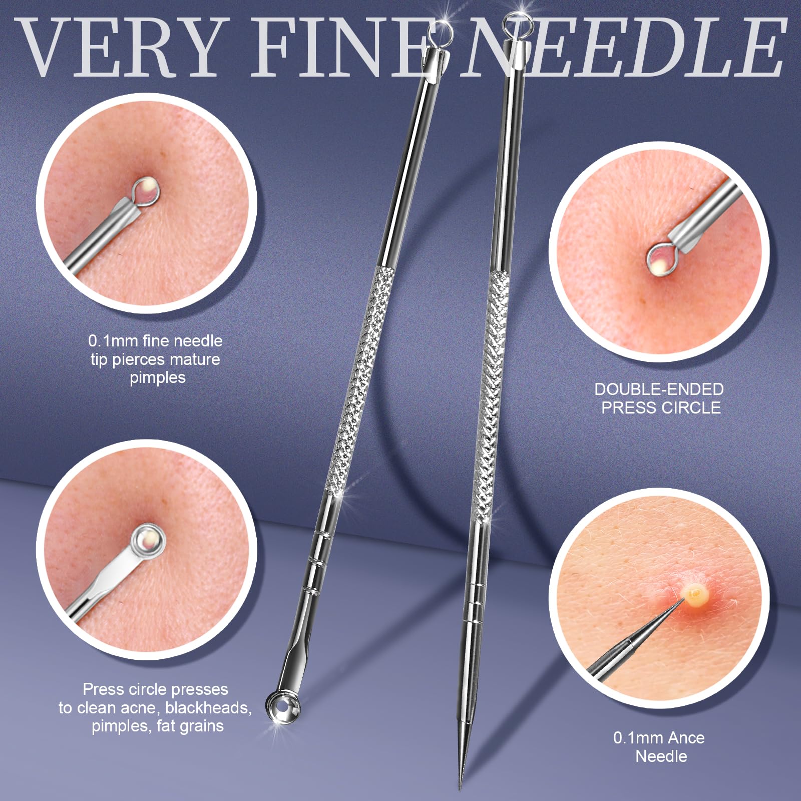 Teenitor Blackhead Remover Tools, Pimple Popper Tool Kit, Ingrown Hair Tweezers, Blackhead Extractor Pimple Extractor Ingrown Hair Removal Kit, Black Head Remover for Face