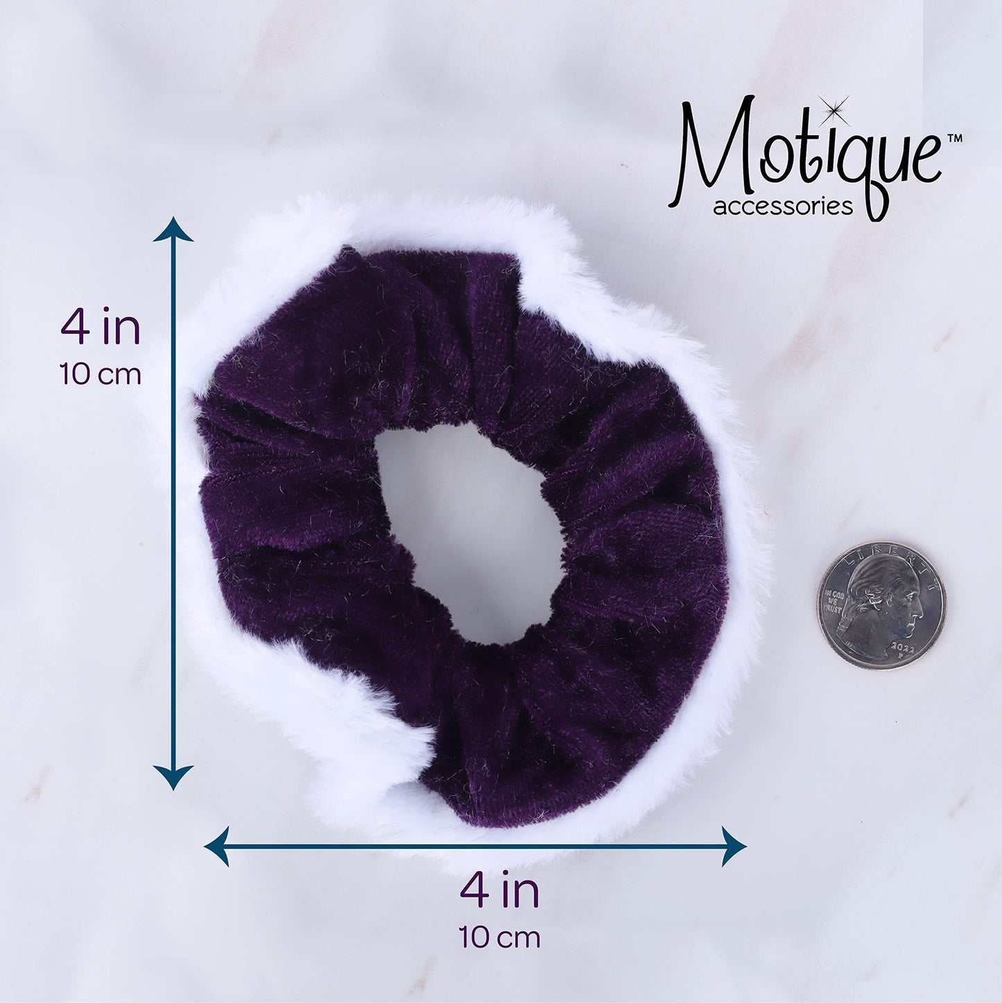 Velvet & Fur Hair Scrunchies for Women and Girls Set of 2 Purple