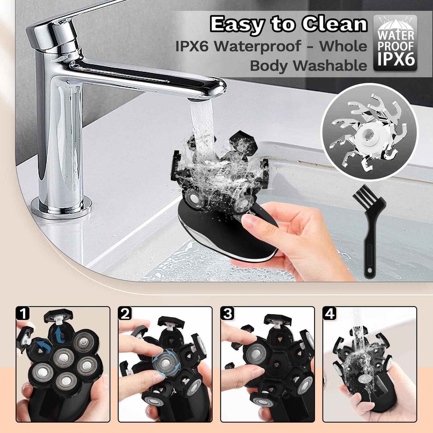 Electric Razors for Women, 7D Electric Shaver for Women, 5 in 1 Lady Shavers, Wet/Dry Bikini Trimmer, Rechargeable Face Razor for Arms Legs Armpit Pubic Area