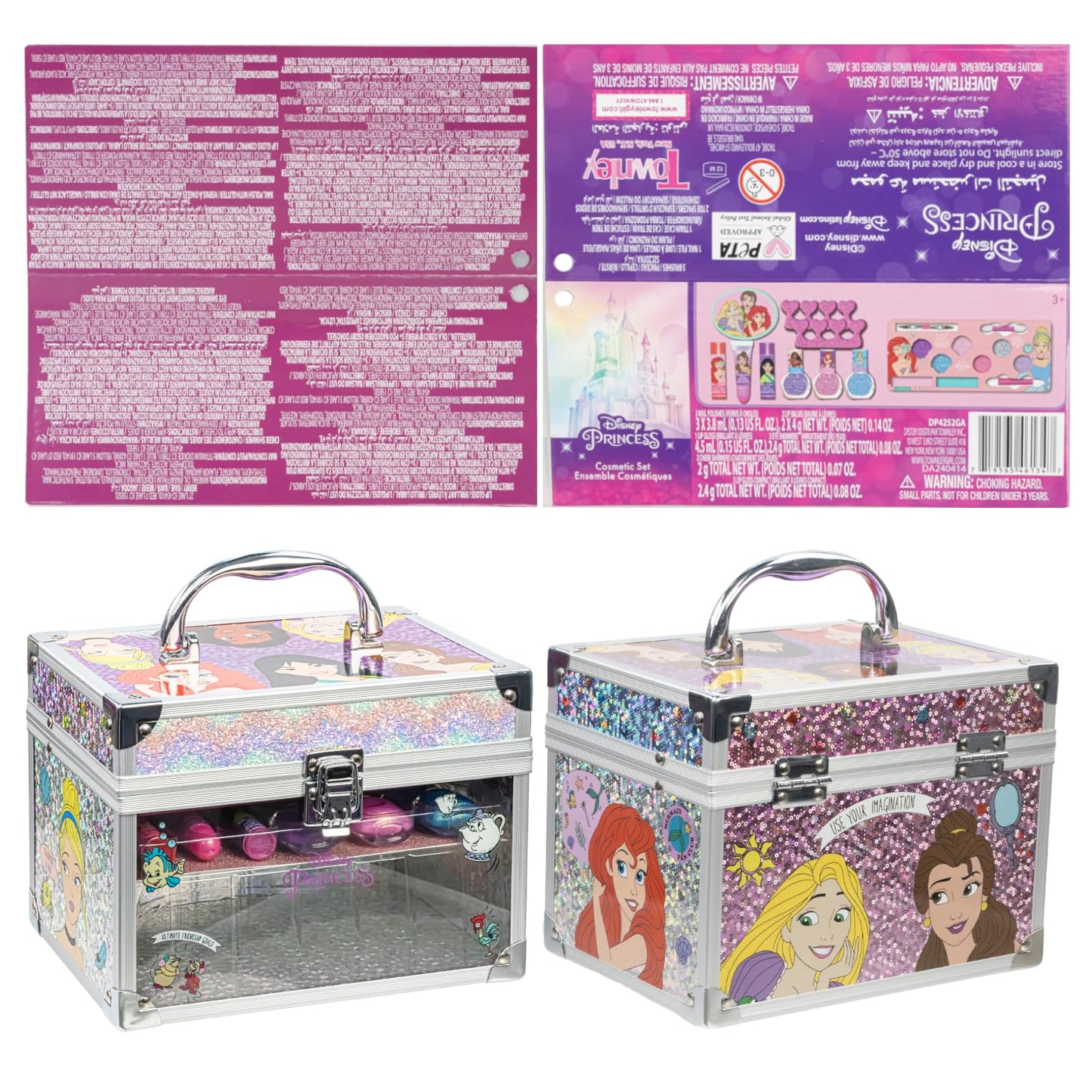 Disney Princess Train Case Girls Beauty Set, Kids Makeup Kit for Girls, Real Washable Toy Makeup Set, Play Makeup, Pretend Play, Party Favor, Birthday, Toys Ages 3 4 5 6 7 8 9 10 11 12