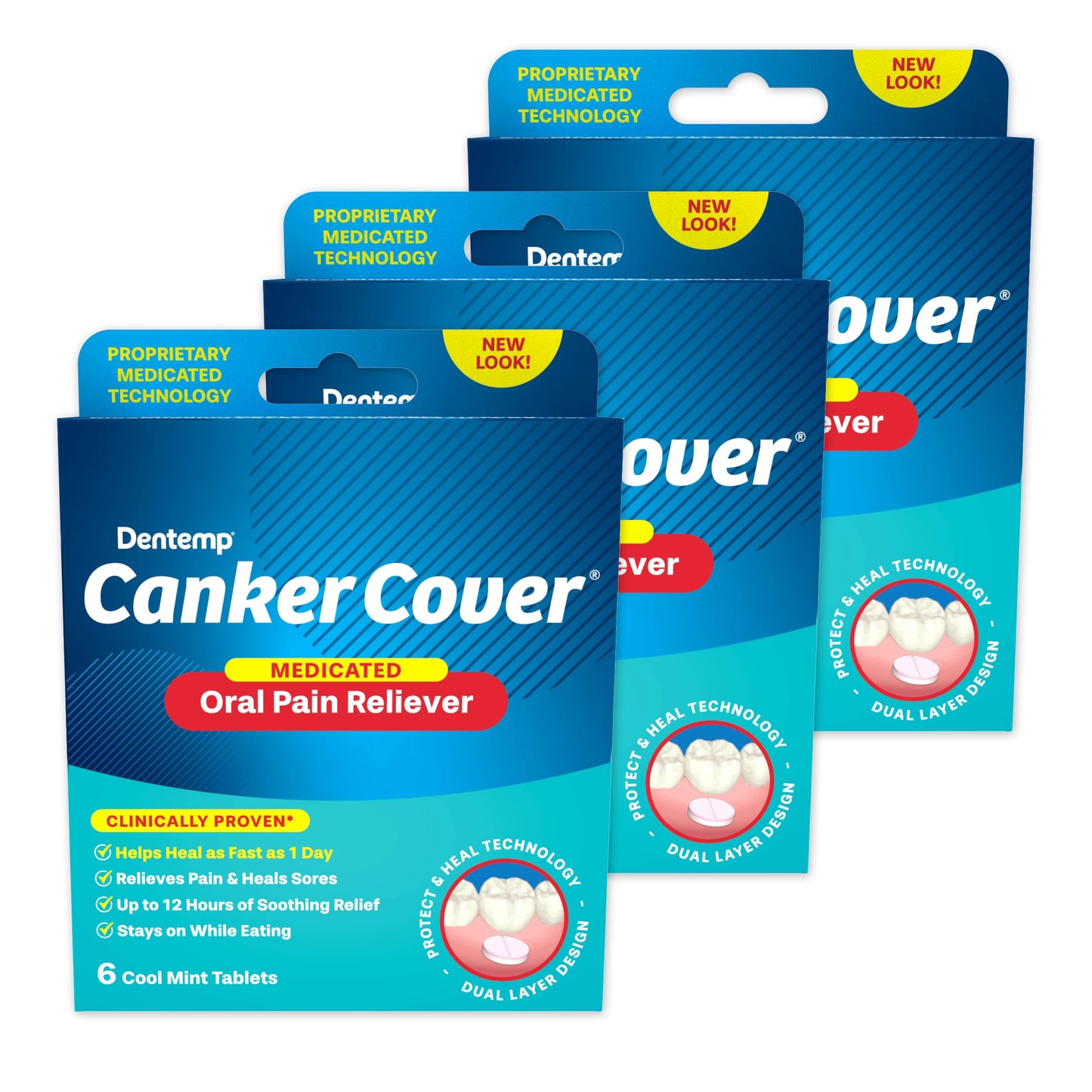 Dentemp Canker Cover - Canker Sore Medicine Pain Reliever (3pack) - Canker Sore Treatment to Relieve Canker Pain, Mouth Sores & Mouth Irritation - Fast Acting Canker Sore Relief Tablets for Adults