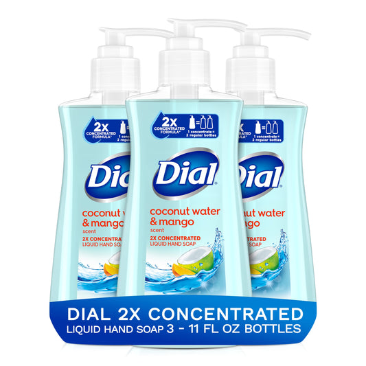 Dial 2X Concentrated Liquid Hand Soap, Coconut Water & Mango 3/11 fl oz bundle