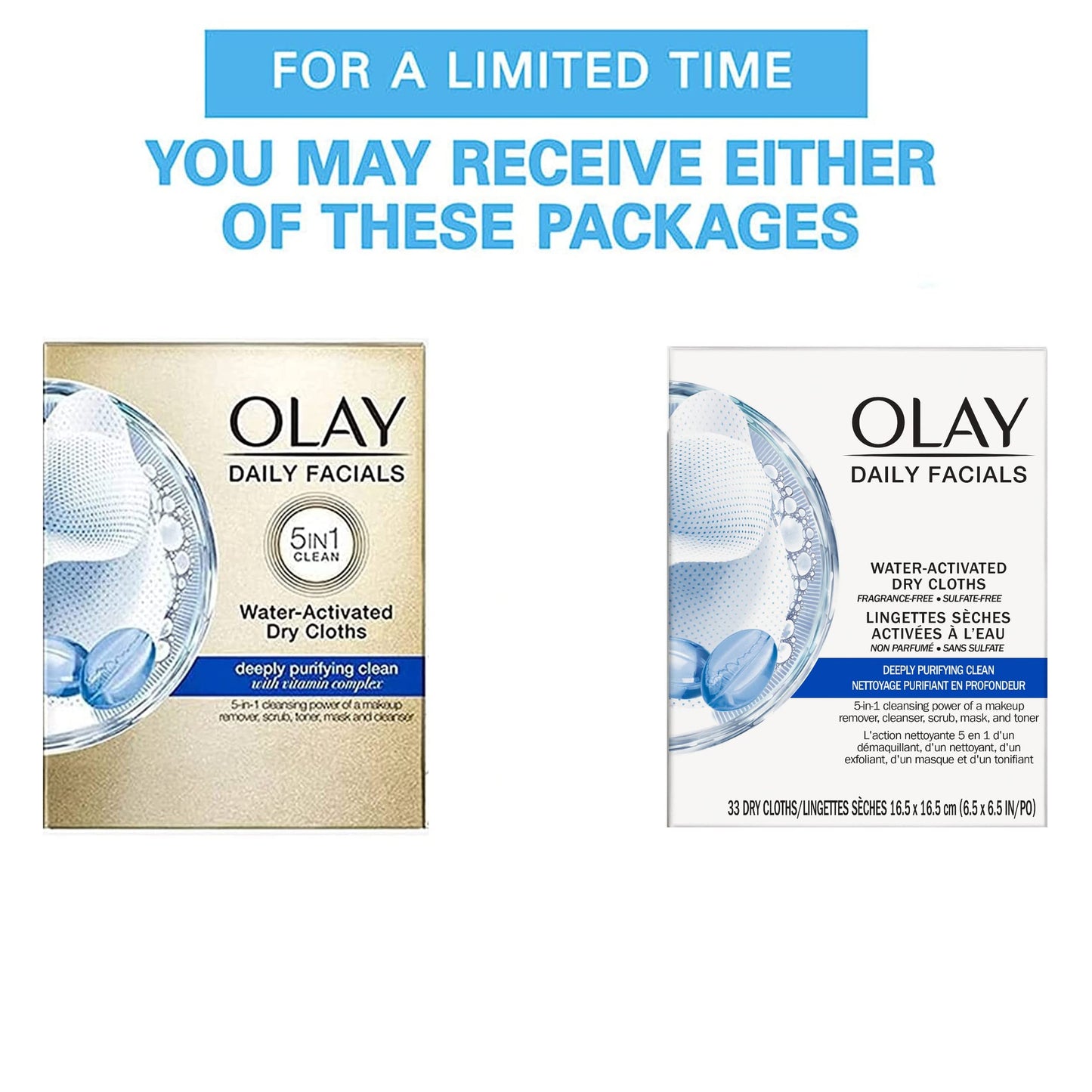 Olay Daily Facial Cleansing Cloths for a Deeply Purifying Clean, Makeup Remover, 33 Count (Pack of 3)