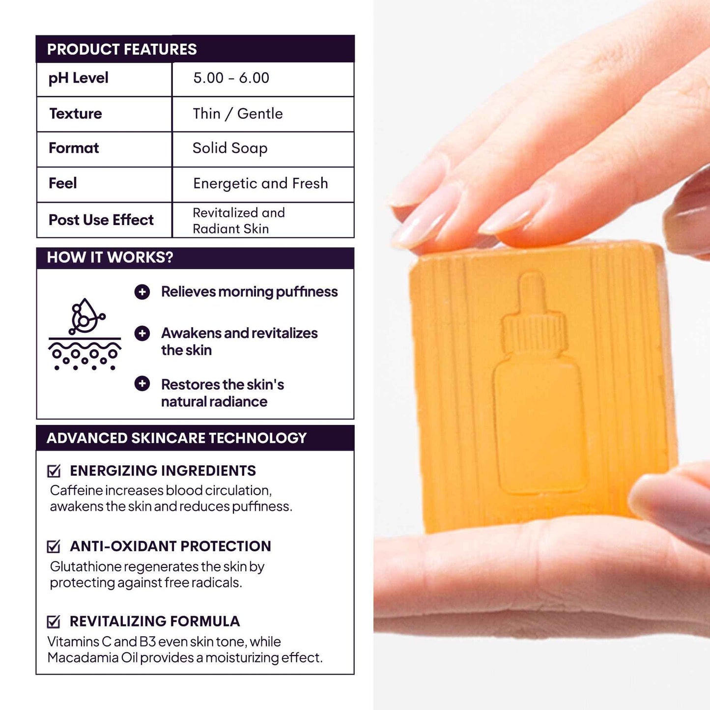 PhLab Wake Up Energy Cleansing Bar with Caffeine and Macadamia Oil, Reduces Morning Puffiness, 1.76 Oz (1)