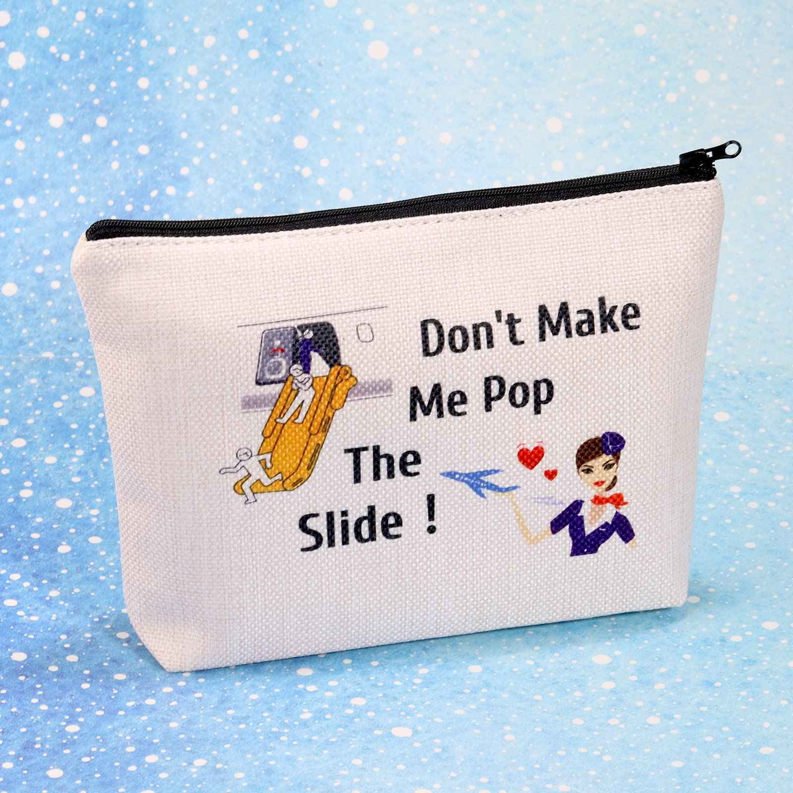 MEIKIUP Air Stewardess Cosmetic Bag Flight Attendant Gifts Stewardess Aviation Makeup Pouch Flight Graduation Gift (Pop The Slide bag)