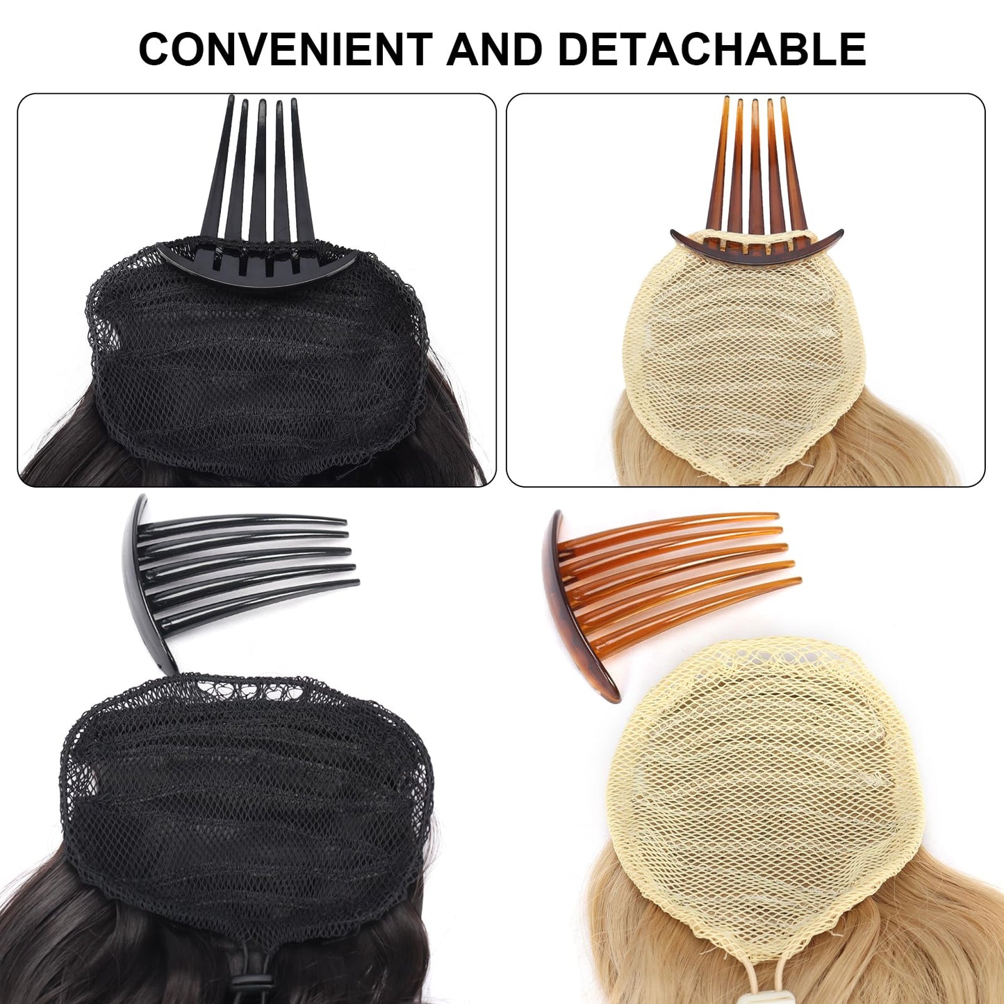 Hair Buns Hair Piece wavy Ponytail Extension with Comb Drawstring Ponytail Scrunchie Tousled Hair Extensions Fake Ponytails Updo Hair Pieces for Women (4#, 8inch)