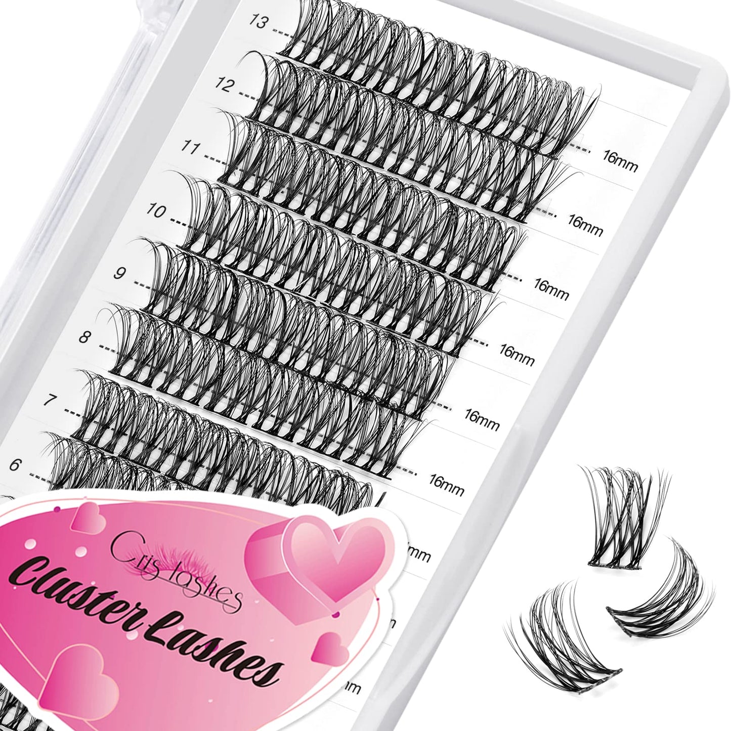 Cluster Eyelash Extensions, Crislashes Lash Clusters 78 PCS, Resuable Cluster Lashes, Soft Individual Cluster Lashes, 13 Rows DIY Eyelash Extensions at Home (F10 16mm)