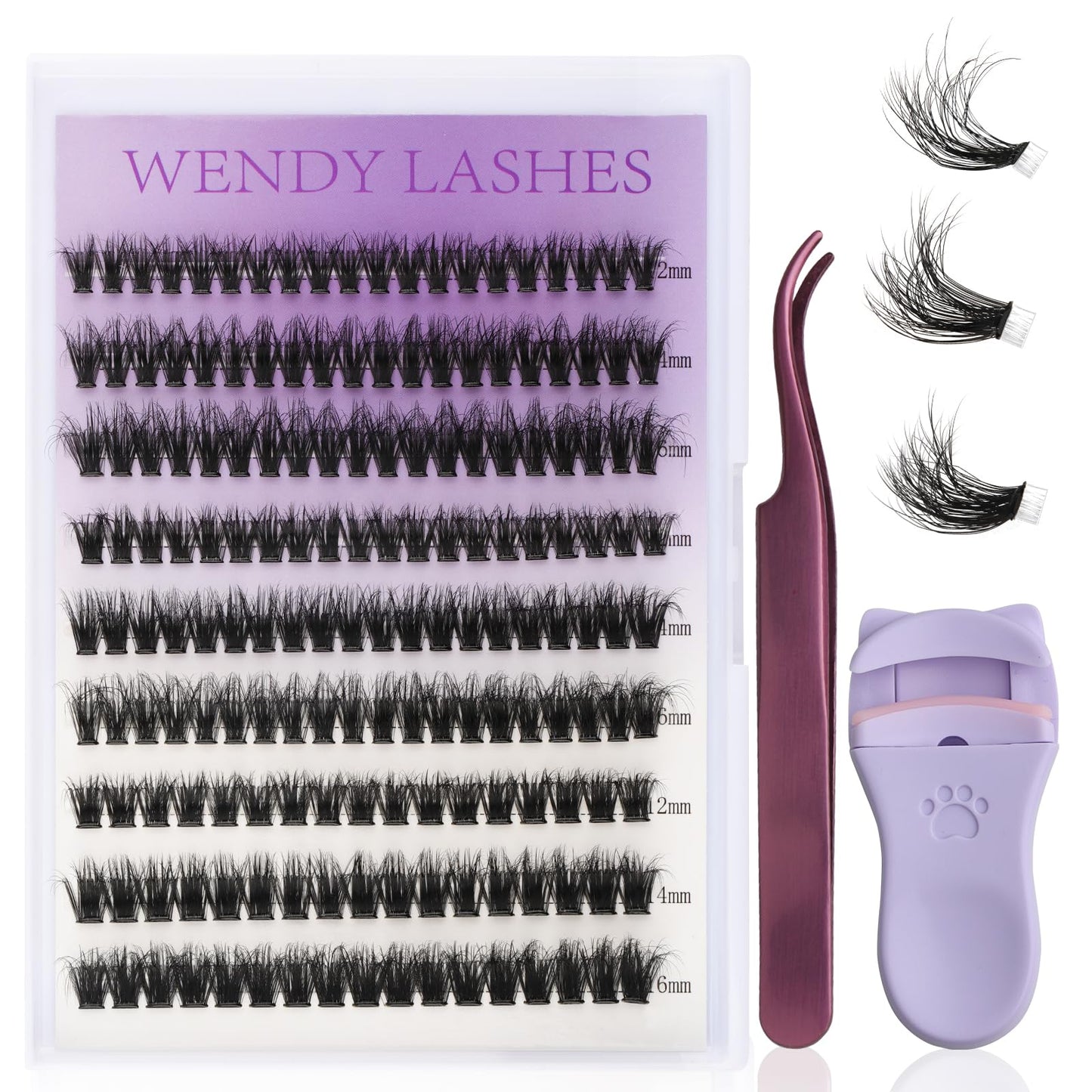 Self Adhesive Eyelashes Press On Lash Clusters 60/80/100D Eyelash Clusters Kit 3D Curl Lash Extension Kit 12-16mm Pre-Glued Cluster Lashes DIY Eyelash Extensions No Remover Lashes Self Application