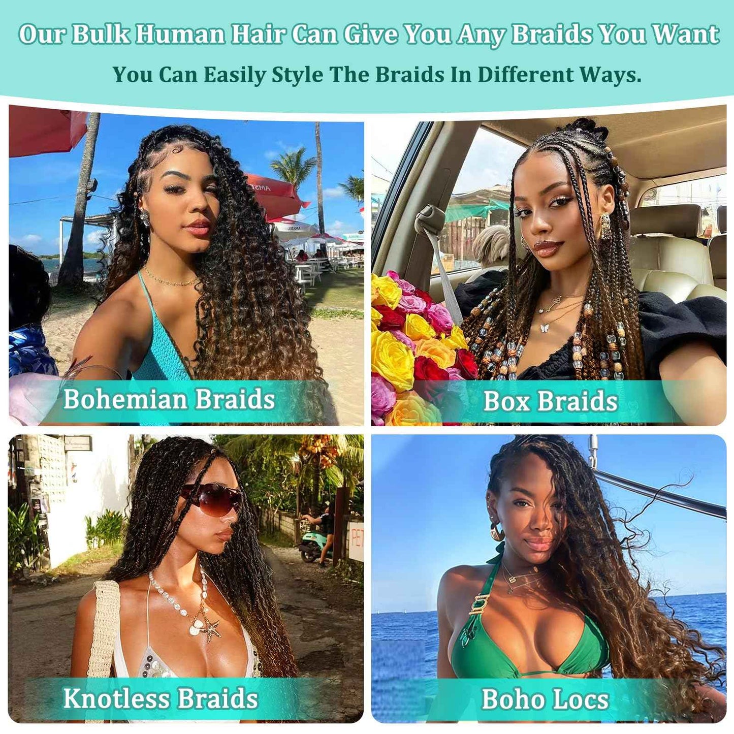 Human Braiding Hair for Boho Braids 18 Inch 120g Deep Wave Bulk Boho Human Hair for Braiding Curly Knotless Bohemian Braids 12A 100% Brazilian Virgin No Weft Extensions 3 Bundles/Pack Natural Black 1B