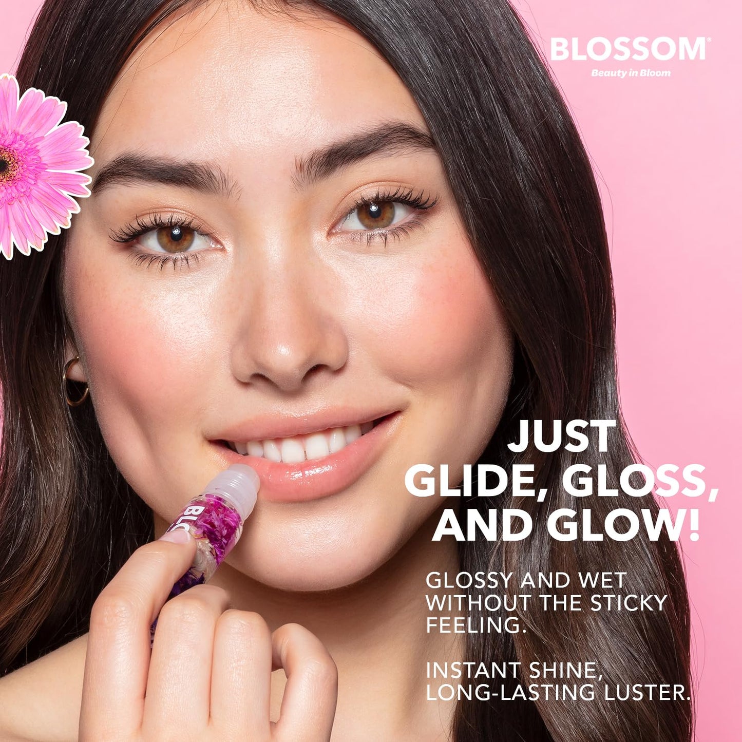 Blossom Scented Roll on Lip Gloss + Rollerball Perfume, Infused with Real Flowers, Made in USA, 0.4 fl. oz./11.8ml, 2 pack Gift Set, Let Love Shine, Strawberry/Rose