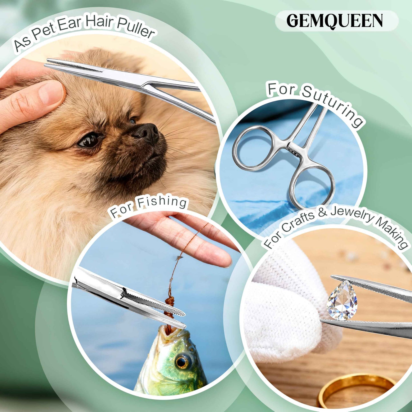 GEMQUEEN Piercing Taper Pliers Ball Grabber Tool for Changing Jewelry - Curved and Straight Forceps Stainless Steel Flat Back Earrings Insertion Tool Threadless Body Piercing Kit for Ear Nose Lip 8pcs