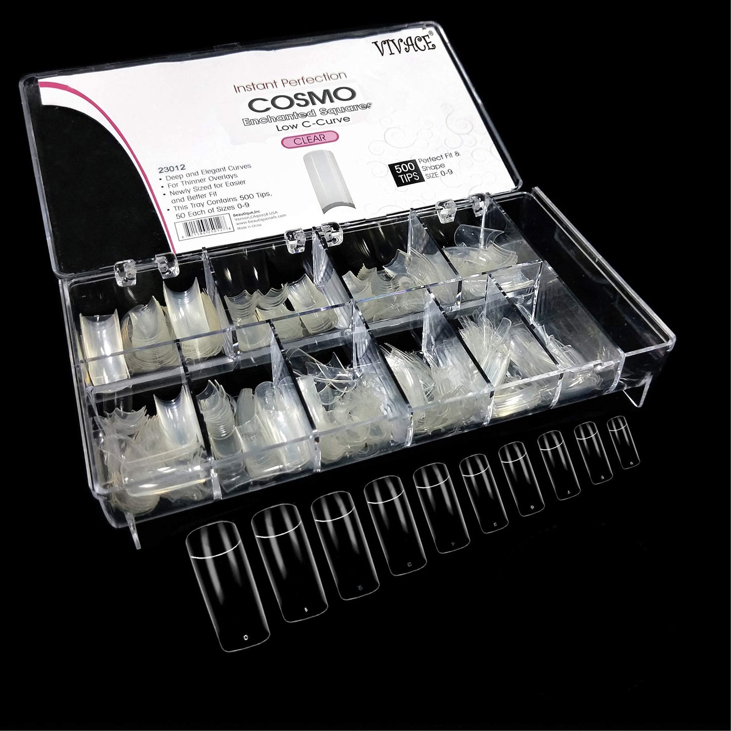 beYou Clear Cosmo 500 False Nail Tips 10Sizes for Nail Shop Nail Salon (23012)