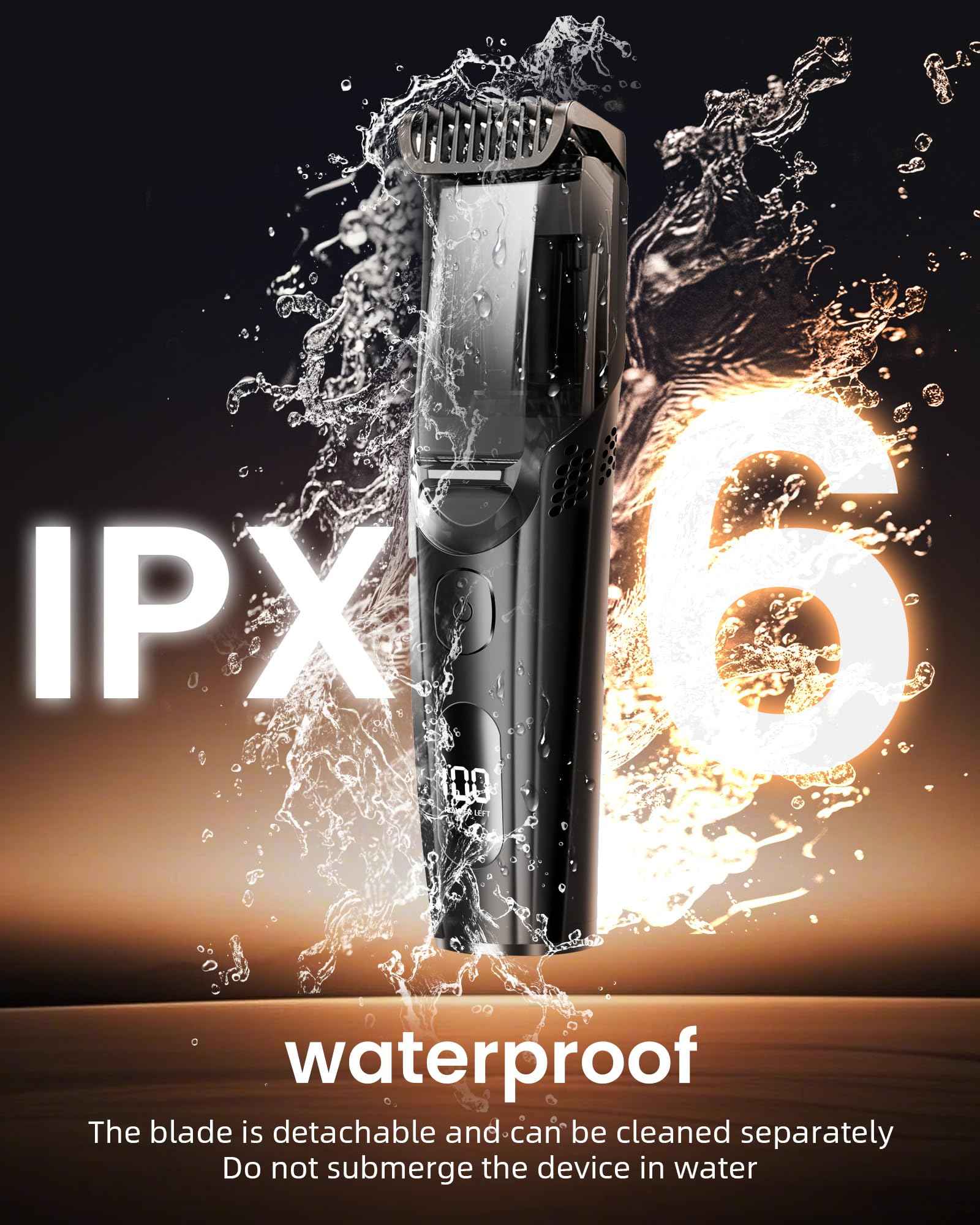 kurtmark Vacuum Beard Trimmer for Men, Rechargeable Electric Mens Beard Trimmer with Adjustable Length Comb (1-20mm), Cordless Mustache Trimmer for Men with Built-in Vacuum for Facial, Sideburns