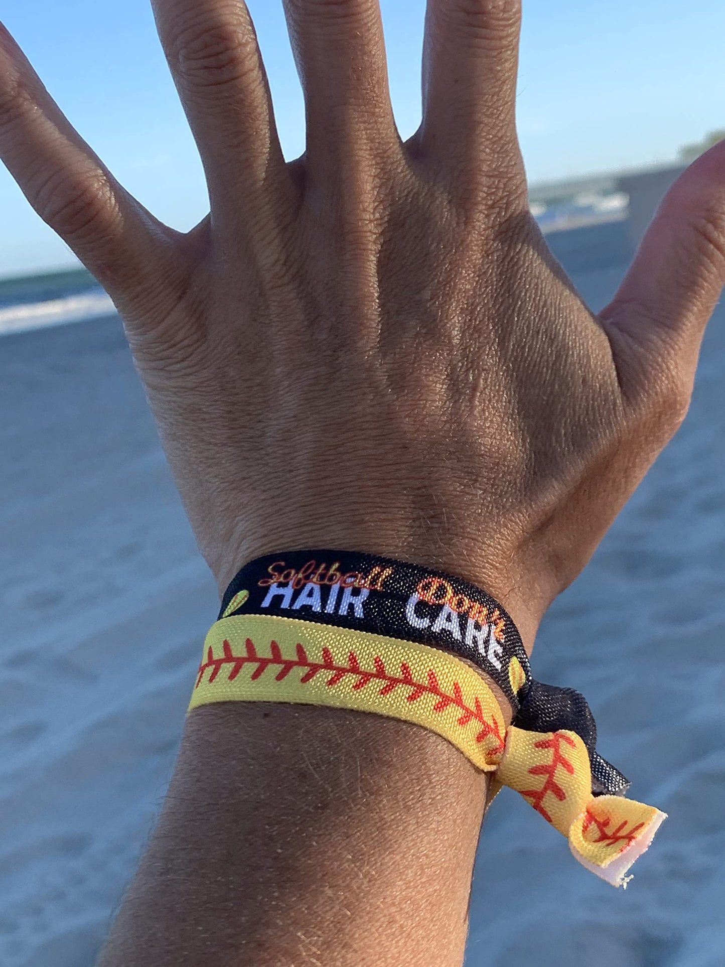 Softball Hair Accessories, Set of 5 Girls Softball Hair Don’t Care Hair Ties, Softball Team Gifts, Exchange Gifts or Softball Party Favors