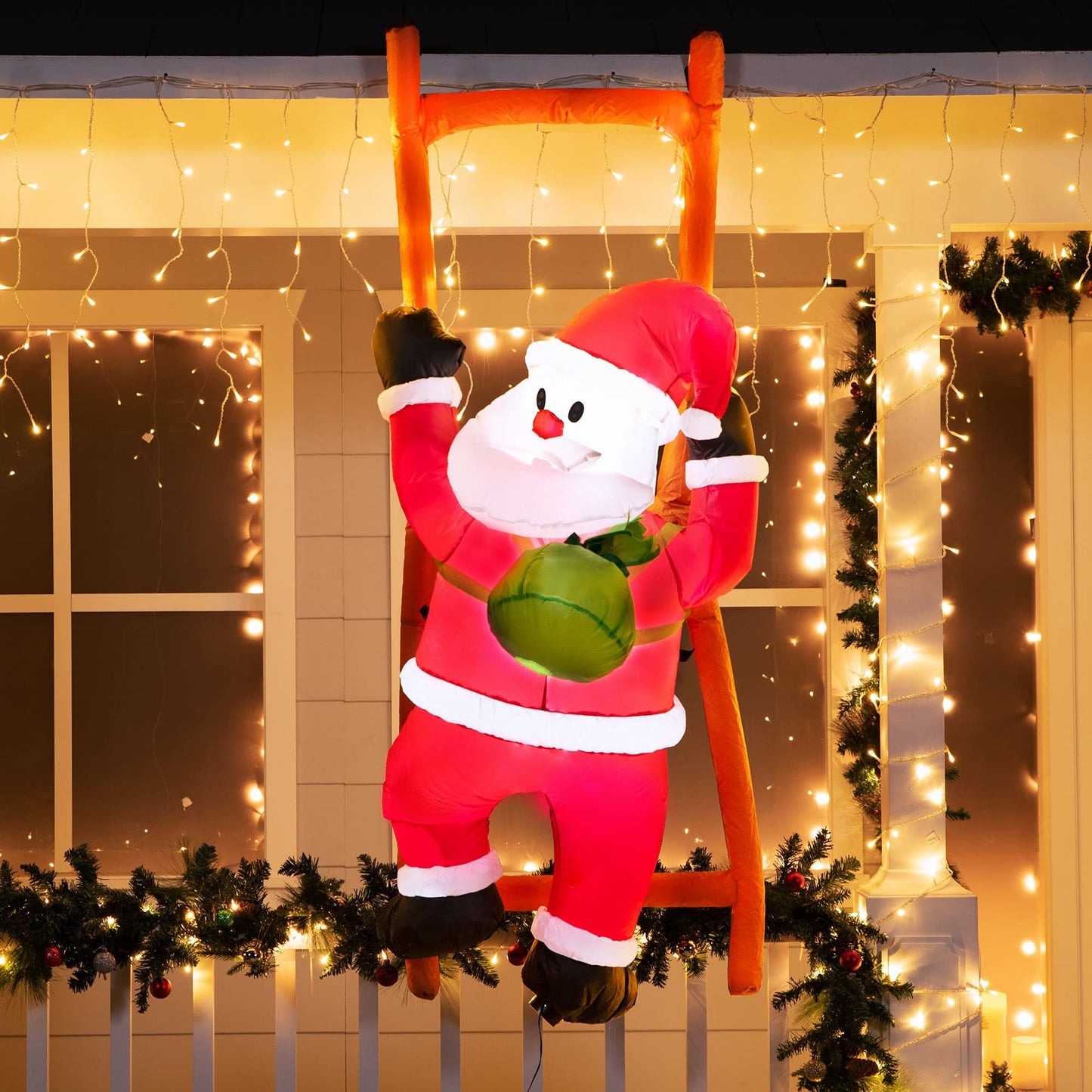 Joiedomi 6 FT Christmas Inflatable Climbing Santa, Hanging Inflatable Christmas Yard Decorations with Build-in LEDs, Blow Up Inflatables for Xmas Party Indoor, Outdoor, Yard, Garden, Lawn Décor