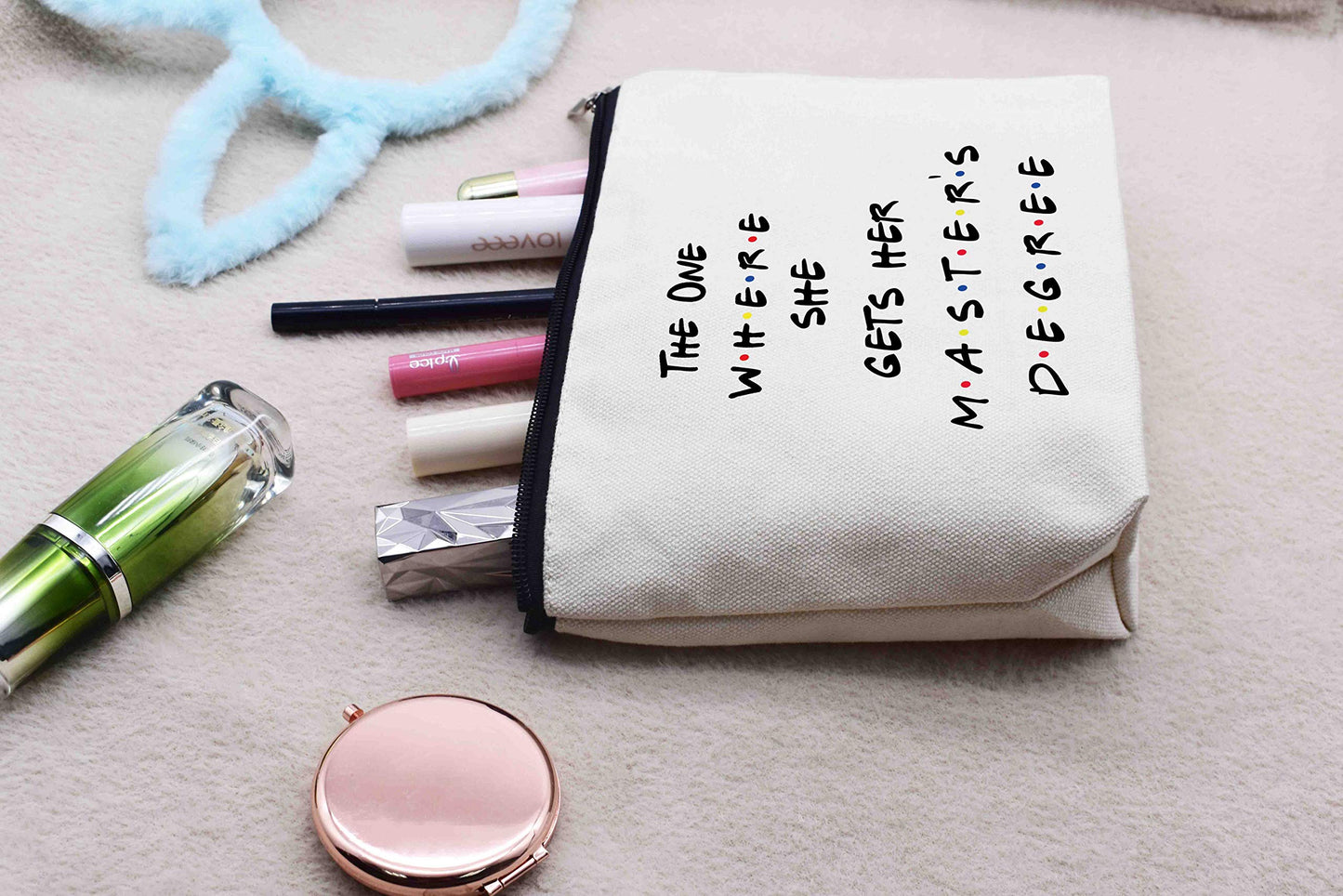 Unique Masters Degree Gift for Grad Student - MBA Gifts - Grad Student Graduation Gift for Best Friend Daughter Cousin Sister - The One Where She Gets Her Master's Degree - Makeup Bag Cosmetic Bag
