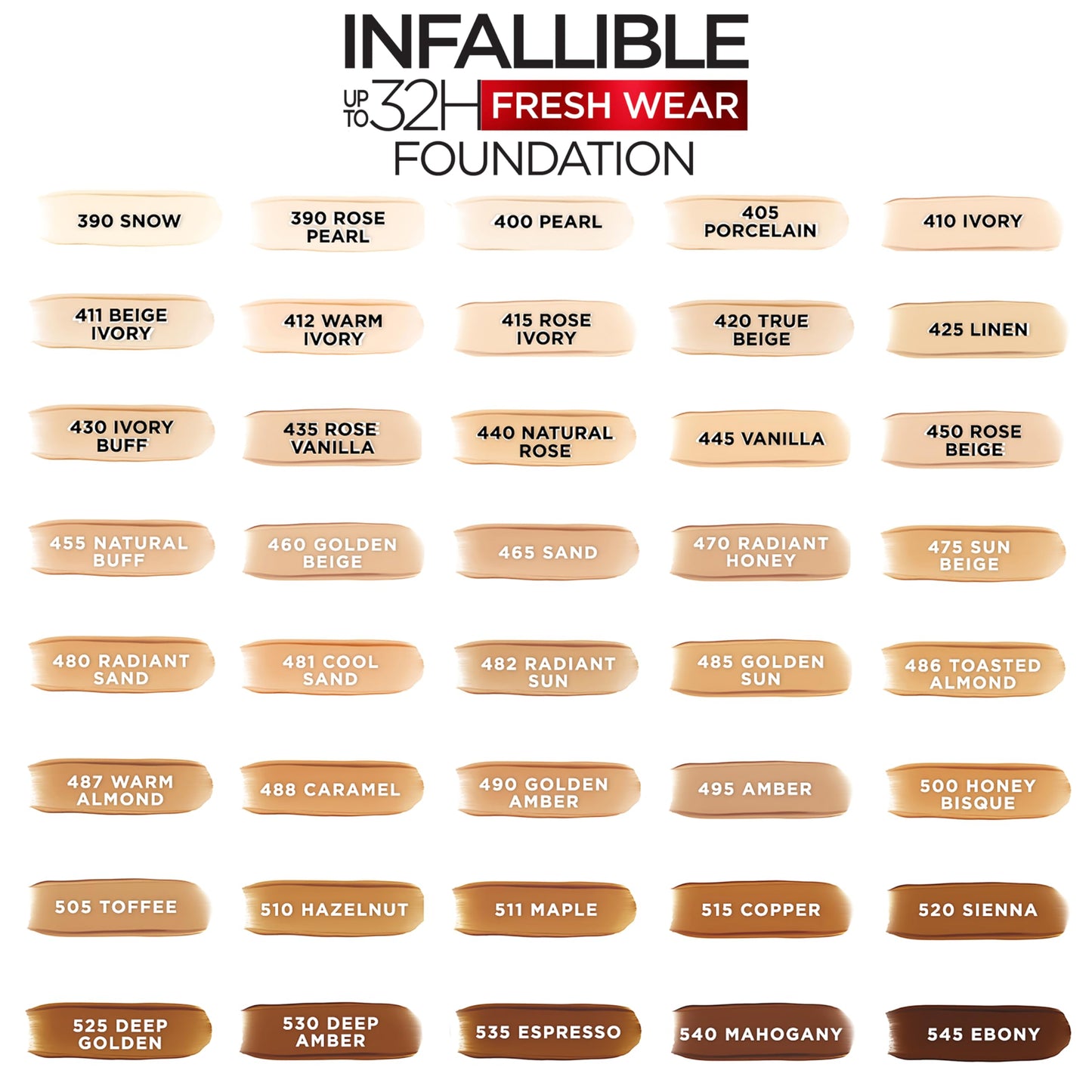 L'Oreal Paris Makeup Infallible Up to 32 Hour Fresh Wear Lightweight Foundation, 410 Ivory, 1 Fl Oz, Packaging May Vary