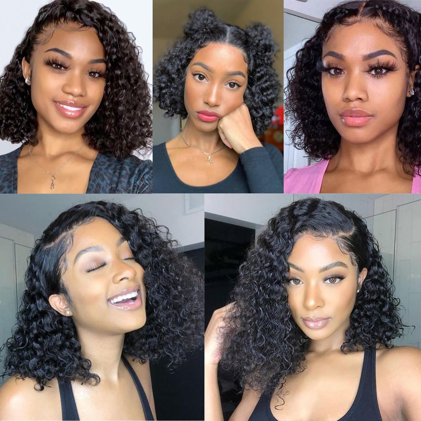 JTdebade 10 Inch Kinky Curly Human Hair Bundles Brazilian Virgin Human Hair 4 Bundles Natural Black Color 100% Unprocessed Curly Wave Human Hair Extensions（10 Inch Curly*4）