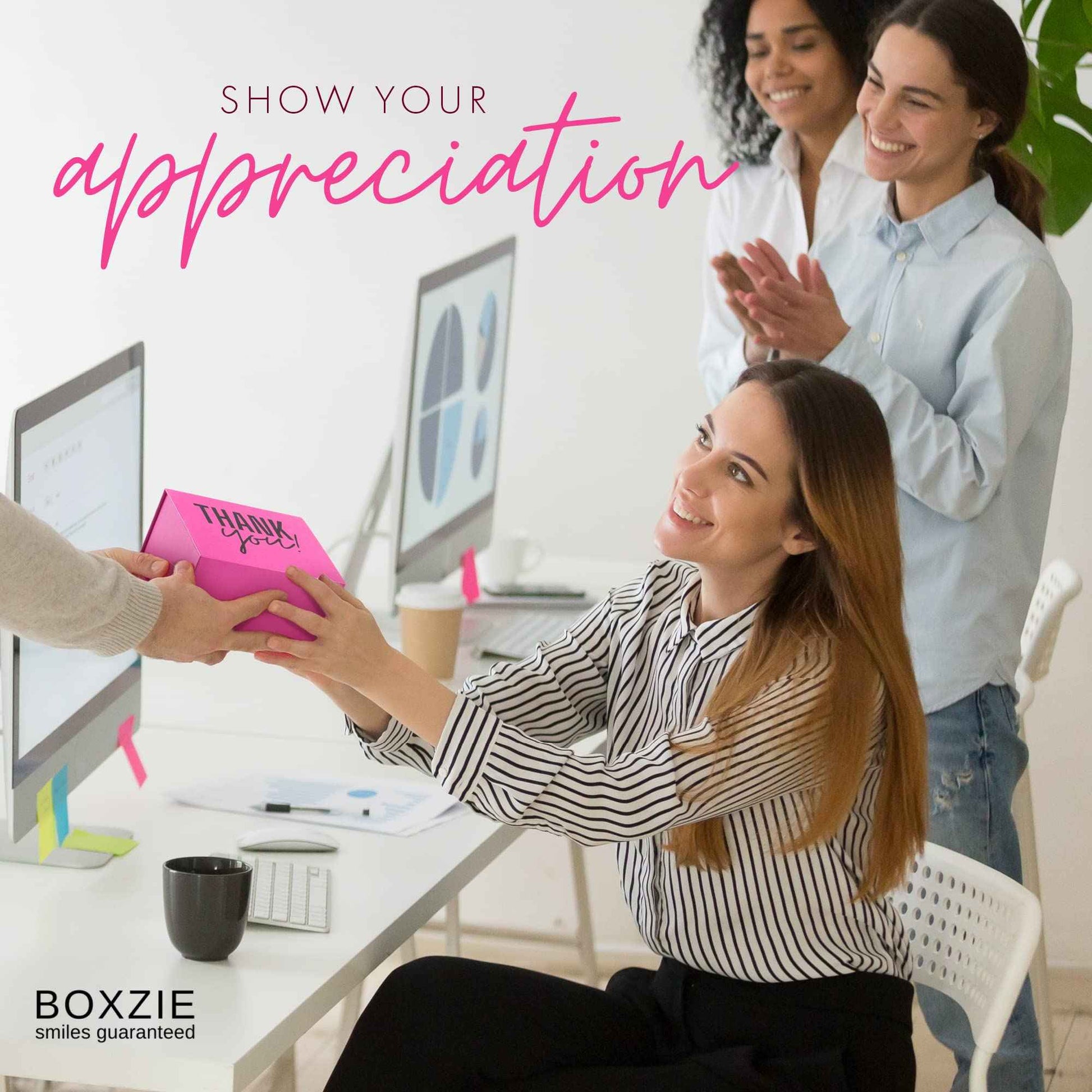 Boxzie Thank You Gifts for Women, Appreciation Gift Box Set, Cute Gratitude Basket Ideas - Thoughtful Candle Presents for Employee, Boss, Coworker, Hostess, Female, Secretary, Teacher, Friend