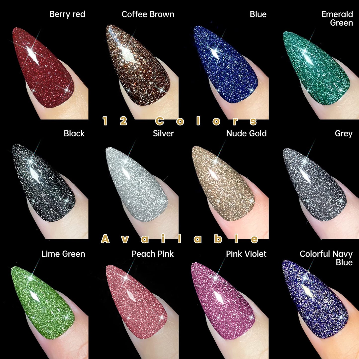 YTD Likomey Reflective Glitter Gel Nail Polish,15ml Red Flash Diamond Shimmer Nails Gel,Sparkly Shiny Salon Home Nail Art Manicure UV Nail Gel,SZ001