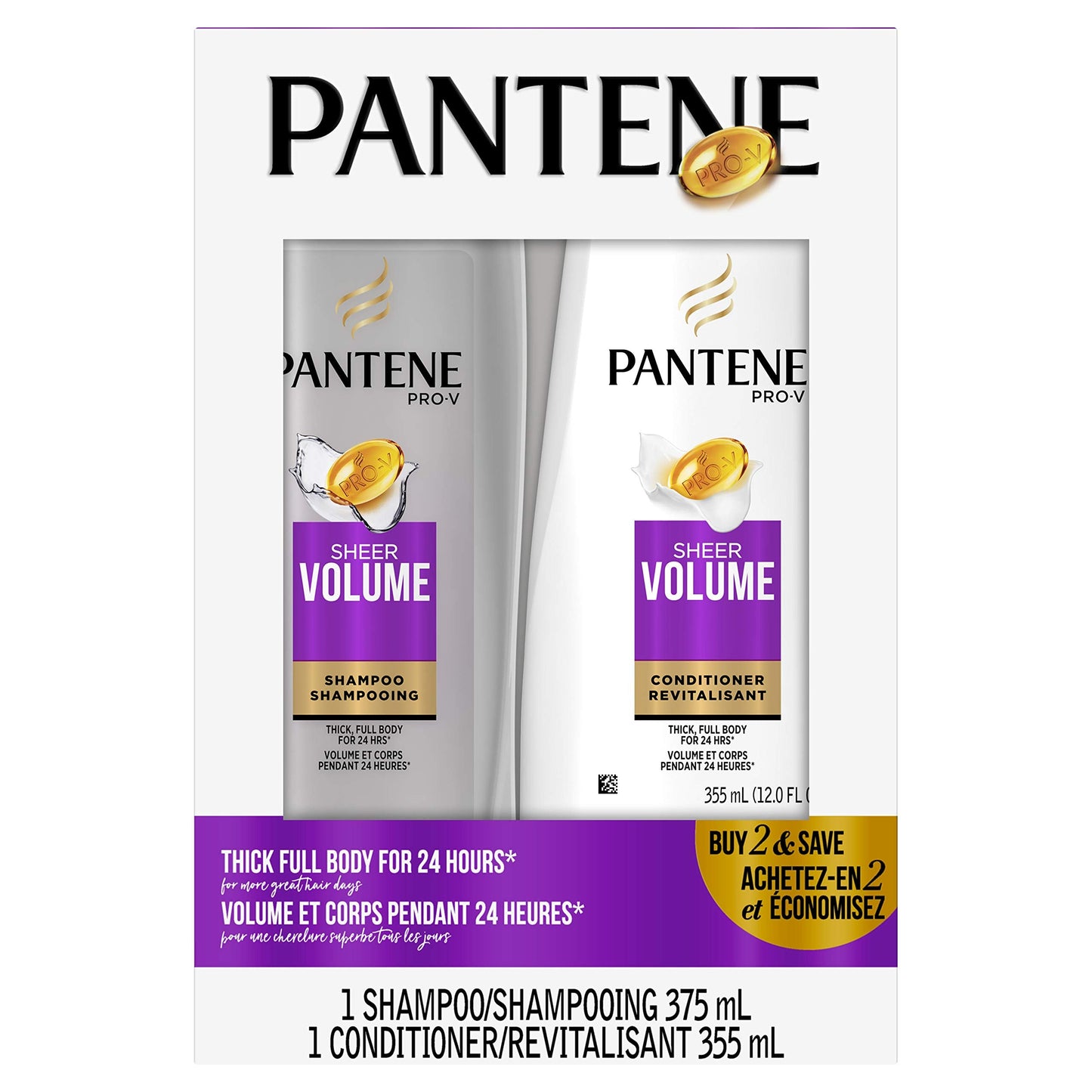 Pantene Pro-V Sheer Volume Shampoo & Conditioner, 375 ml + 355 ml (packaging may vary)