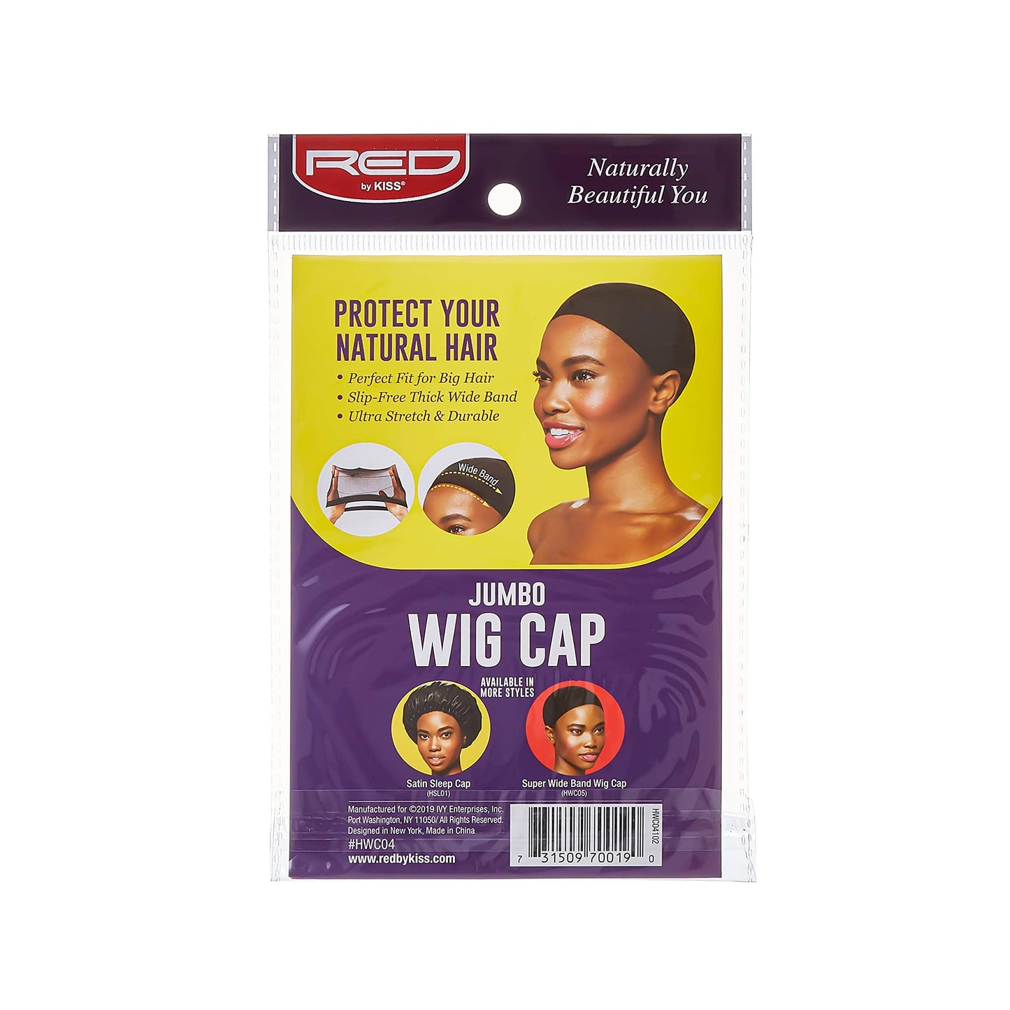 Red by Kiss Stocking Jumbo Wig Caps - 2PCS Black