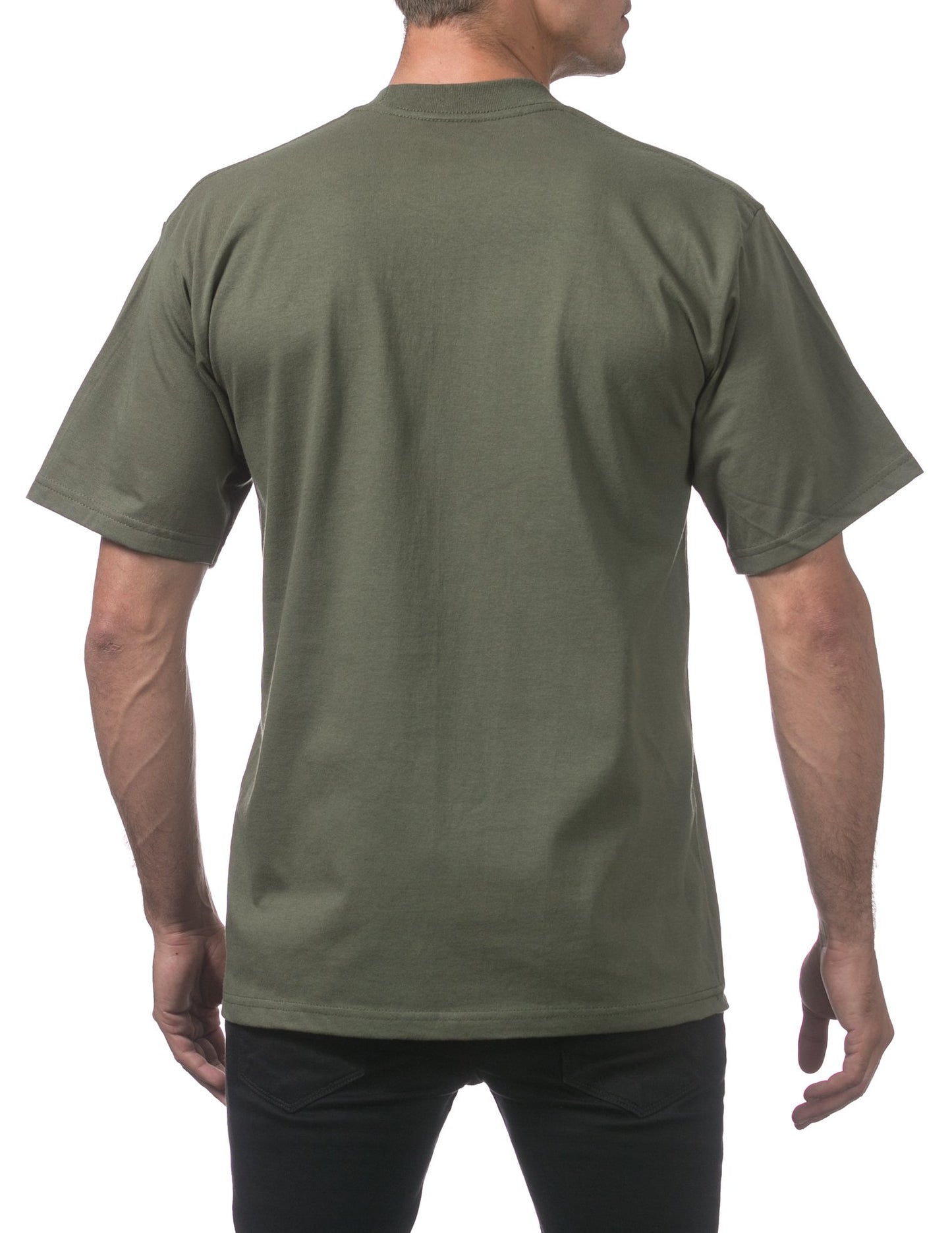 Pro Club Men's Heavyweight Cotton Short Sleeve Crew Neck T-Shirt, Olive, Small