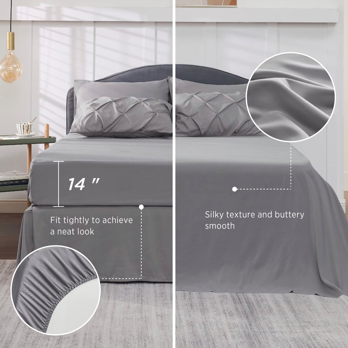 Bedsure Full Size Comforter Sets - Bedding Sets Full 7 Pieces, Bed in a Bag Grey Bed Sets with Comforter, Sheets, Pillowcases & Shams, Adult & Kids Bedding