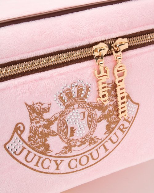 Juicy Couture Women's Cosmetics Bag - Travel Makeup and Toiletries Train Case Organizer, Size One Size, Light Pink