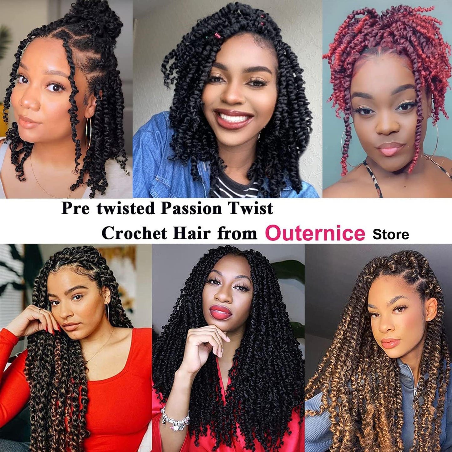 8 Packs Passion Twist Crochet Hair 20 Inch Prelooped Crochet Braids Pretwisted Spring Twist Crochet Hair for Black Women (20 Inch (Pack of 8), 1B#)