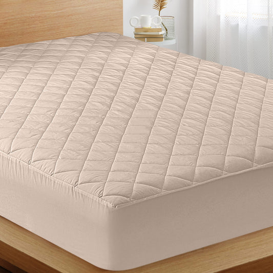 Utopia Bedding Quilted Fitted Mattress Pad (Full, Beige) - Elastic Fitted Mattress Protector - Mattress Cover Stretches up to 16 Inches Deep - Machine Washable Mattress Topper