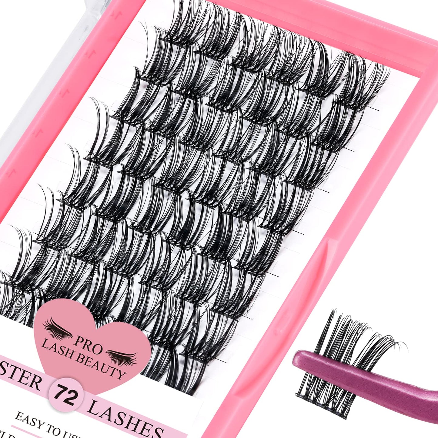 Cluster Lashes, 72 Pcs Individual Lashes, Lash Clusters DIY Eyelash Extension, Super Thin Band Reusable Soft & Comfortable (Ripple-D-10mm)