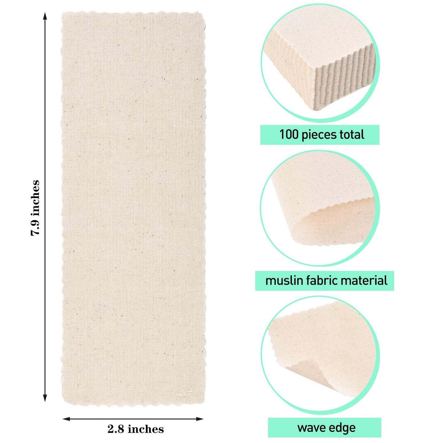 Body and Facial Muslin Strips for Hair Removal Natural Muslin Epilating Strips 2.8 x 7.9 Inches Large Waxing Strips Bulk for Women and Men (100 Pieces)