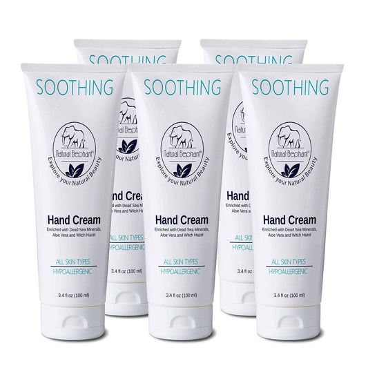 Natural Elephant Dead Sea Soothing Hand Cream with Dead Sea Minerals 3.4 fl oz (Pack of 5)