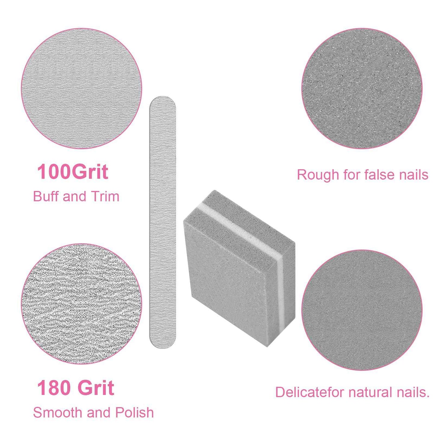 Lasnten 6 Manicure Set 12 in 1 Nail Pedicure Care Kit, 100/180 Nail Files, Buffer Blocks, Cuticle Remover Nippers Trimmer, Clippers, Cuticle Pusher Tools Prep Kit for Women Spa Party Supplies Favors