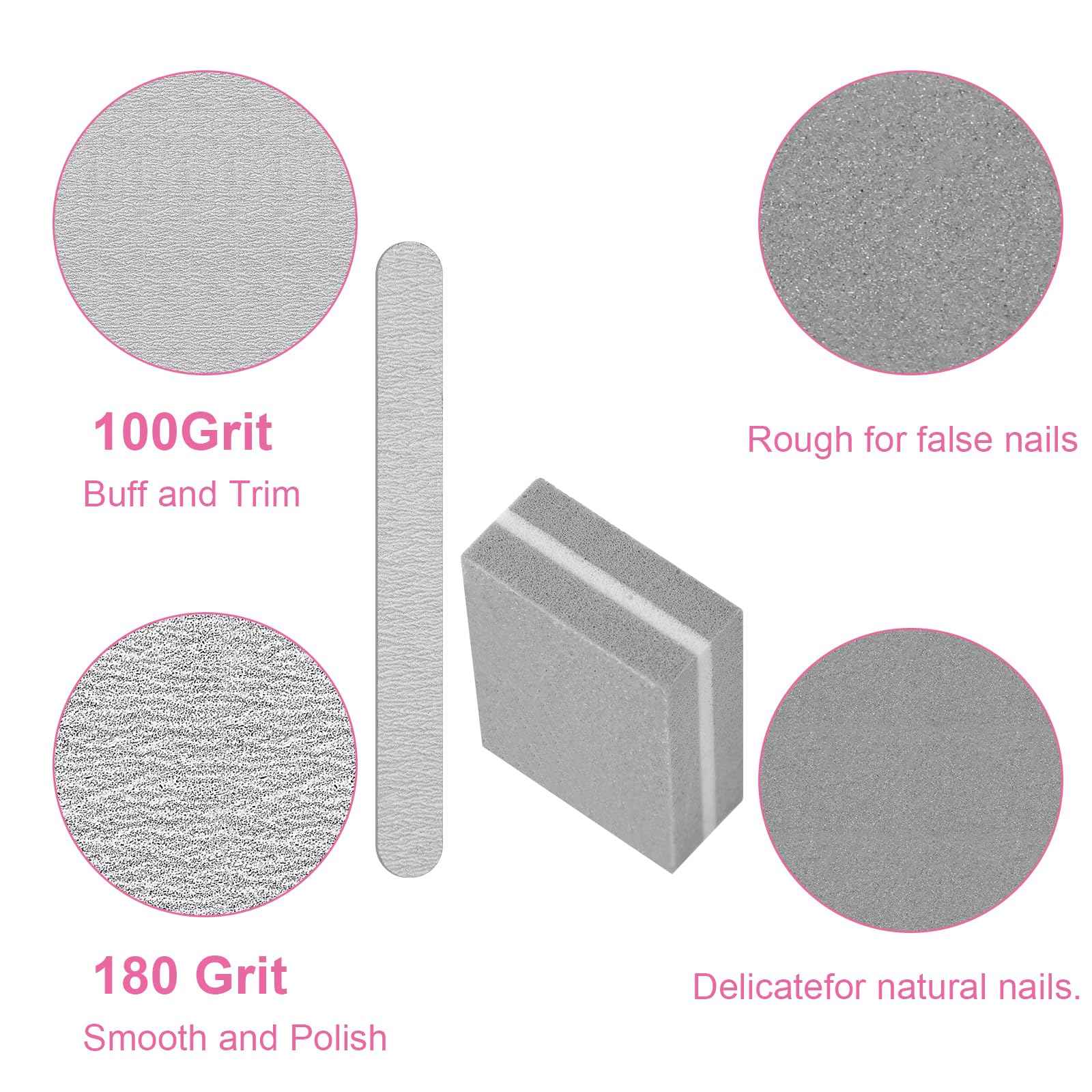 Lasnten 6 Manicure Set 12 in 1 Nail Pedicure Care Kit, 100/180 Nail Files, Buffer Blocks, Cuticle Remover Nippers Trimmer, Clippers, Cuticle Pusher Tools Prep Kit for Women Spa Party Supplies Favors