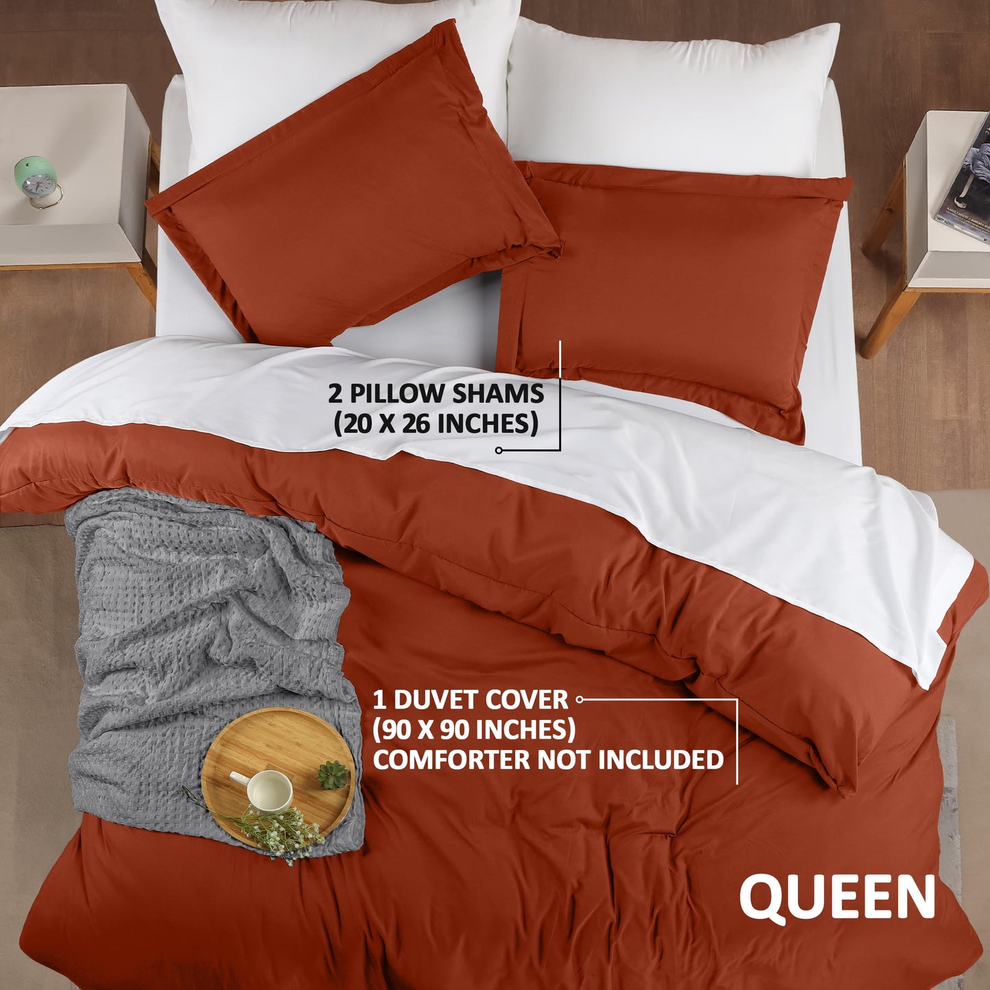 Utopia Bedding Duvet Cover Queen Size - 1 Duvet Cover with 2 Pillow Shams - 3 Piece Bedding Duvet Cover with Zipper Closure - Soft Brushed Microfiber, 90 X 90 Inches (Queen, Orange)