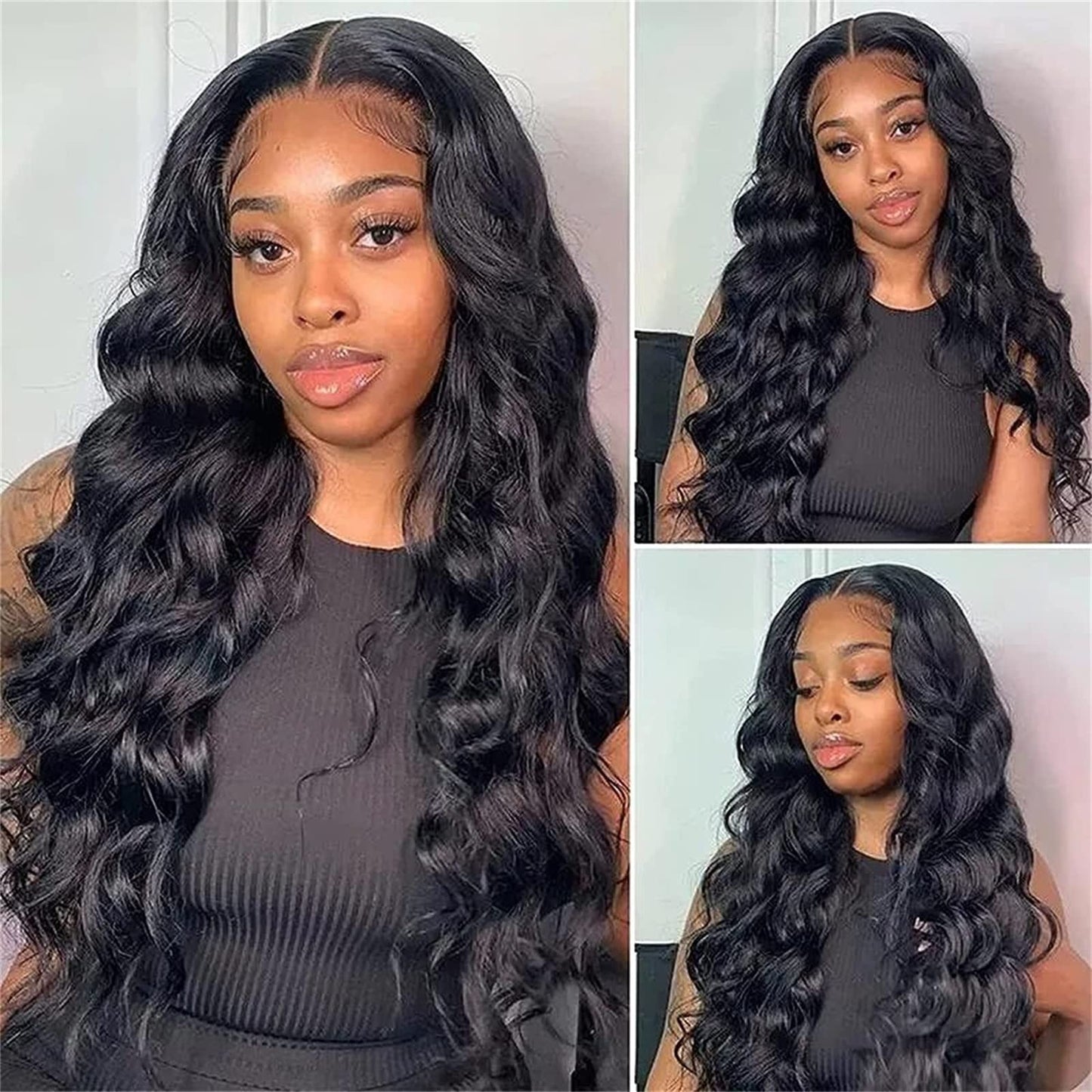 26 Inch Body Wave Lace Front Wigs Human Hair Pre Plucked 180% Density 13x4 HD Lace Front Wigs for Women Glueless Wigs Black Unprocessed Brazilian Virgin Human Hair with Baby Hair Bleached Knots