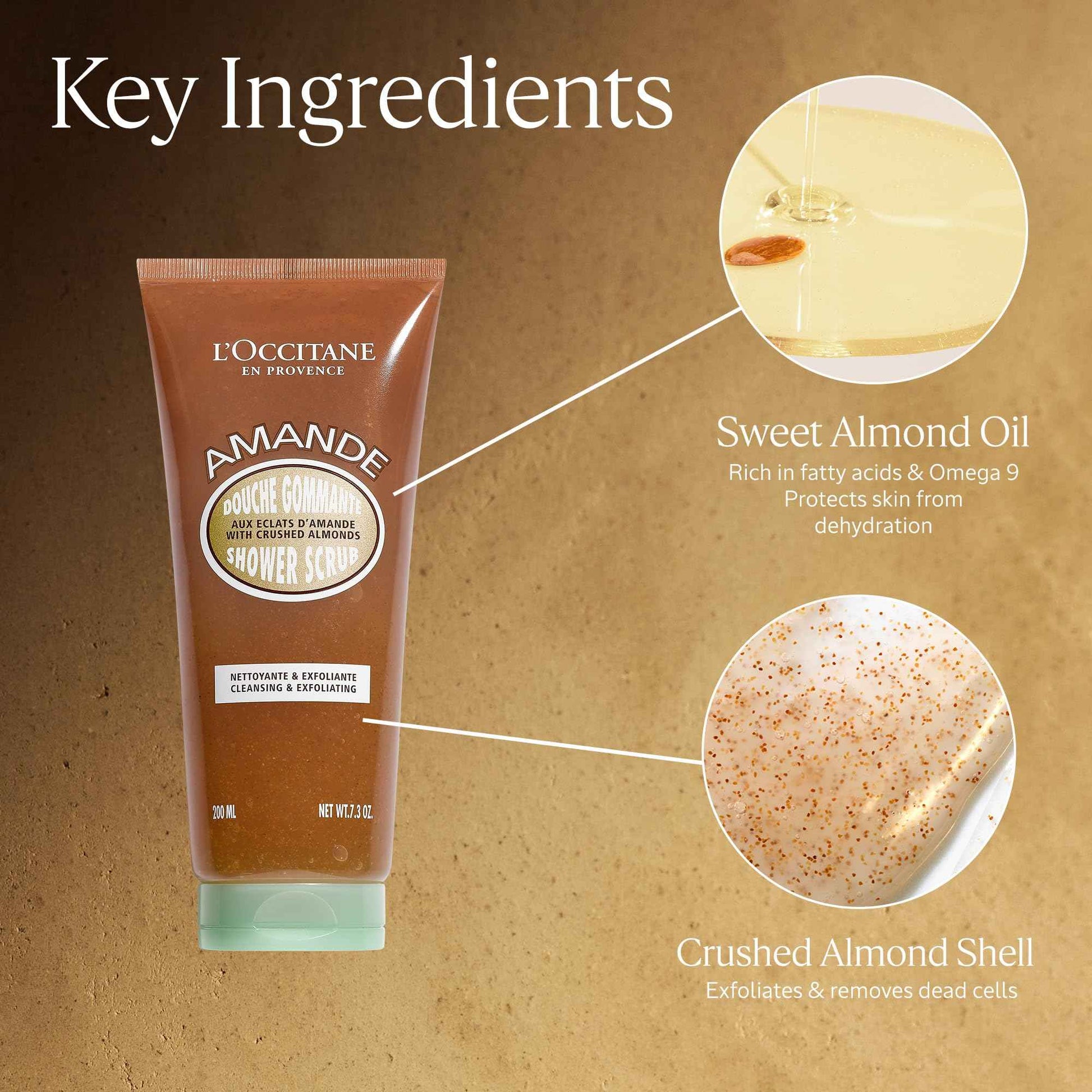 L’Occitane Almond Shower Scrub, 2-In-1 Exfoliating Body Wash with Nourishing Oil Removes Dead Skin Cells & Cleanses for Smooth, Soft & Radiant Skin