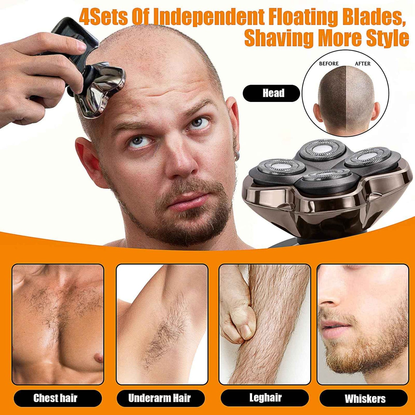 Replacement Blades Shaver PRO 4 Heads Compatible with Skull Head Shaver, Electric Shaver Replacement Blade for Pitbull, Butter flykiss pro & Palm for Bald Men (3 Pcs)